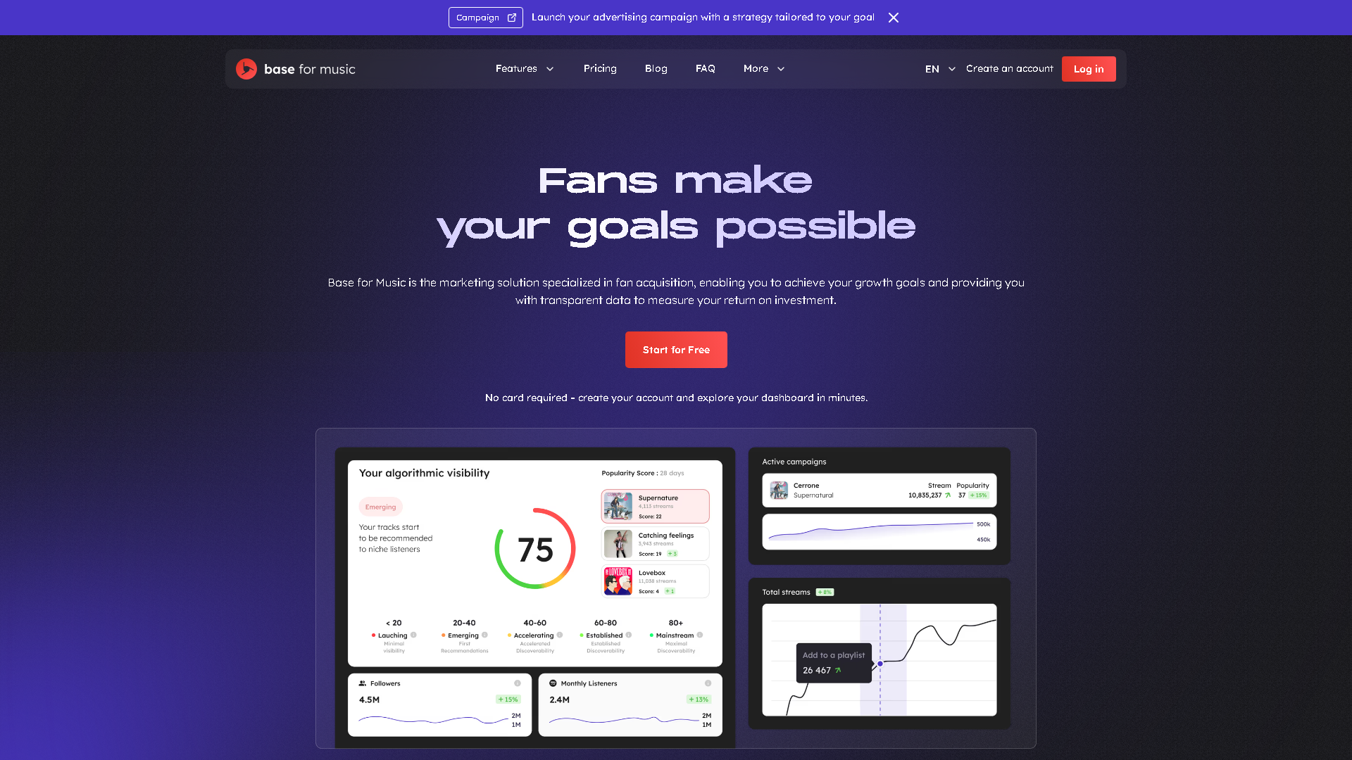 Base for Music Interface Screenshot - Social Media Tool