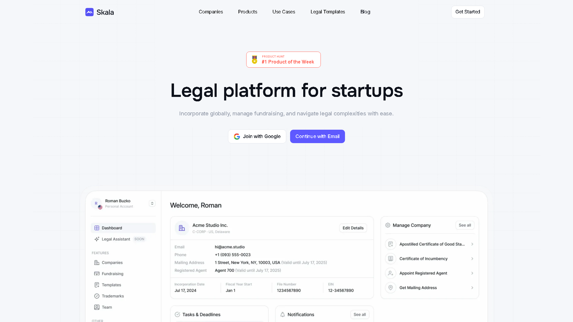 Skala Interface Screenshot - Legal & Finance Tool