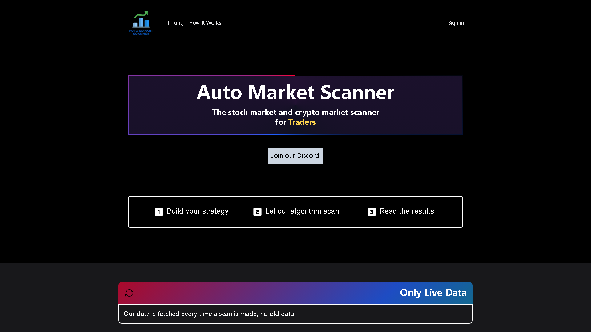 Auto Market Scanner Interface Screenshot - Legal & Finance Tool