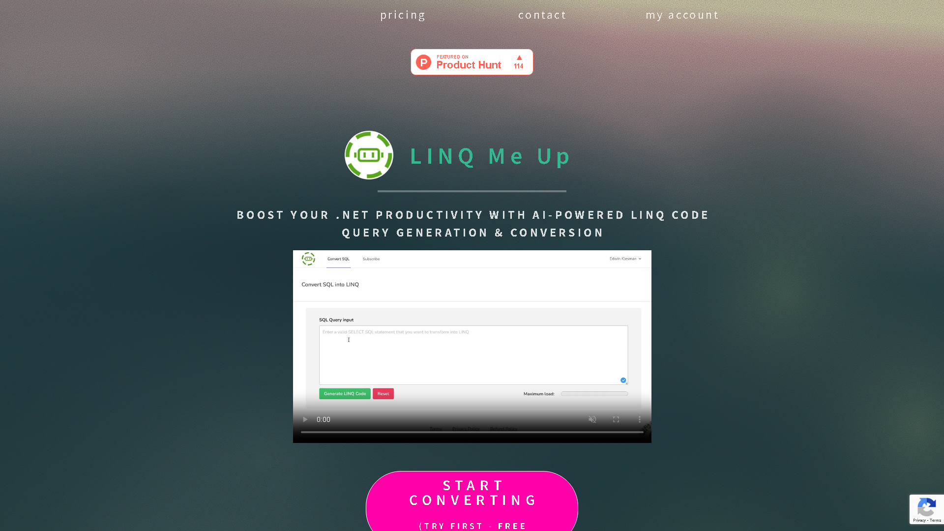 LINQ Me Up Interface Screenshot - Coding & Development Tool