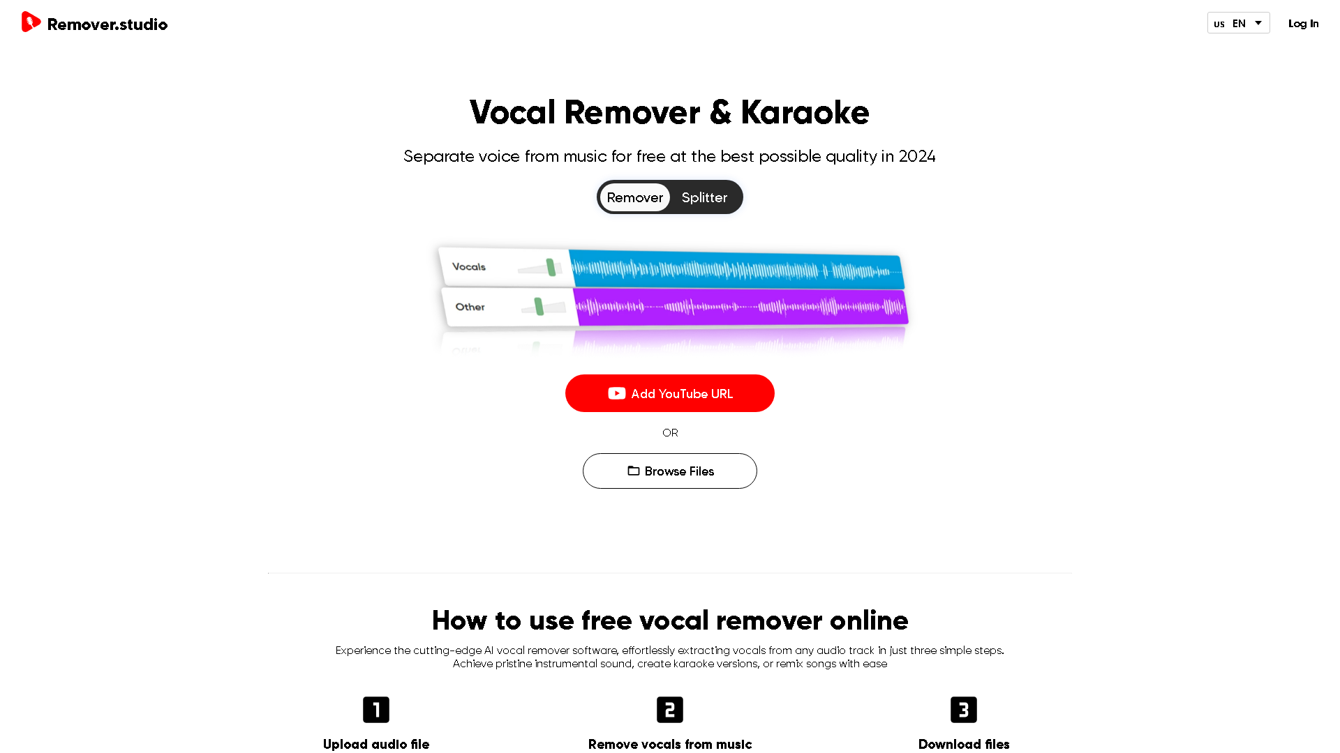Remover.studio Interface Screenshot - Music & Audio Tool