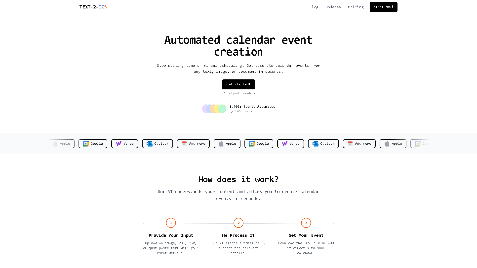 Text-2-ICS Interface Screenshot - Office & Productivity Tool