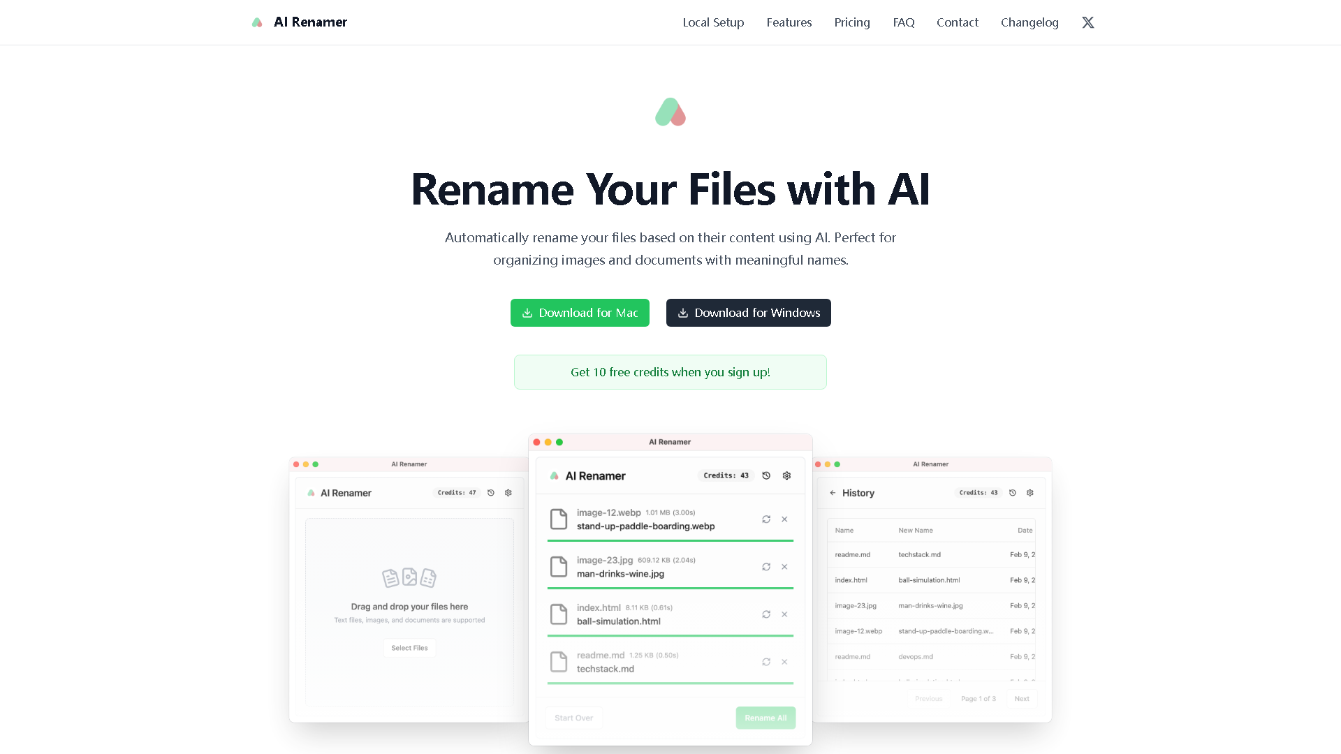 AI Renamer Interface Screenshot - Writing & Editing Tool