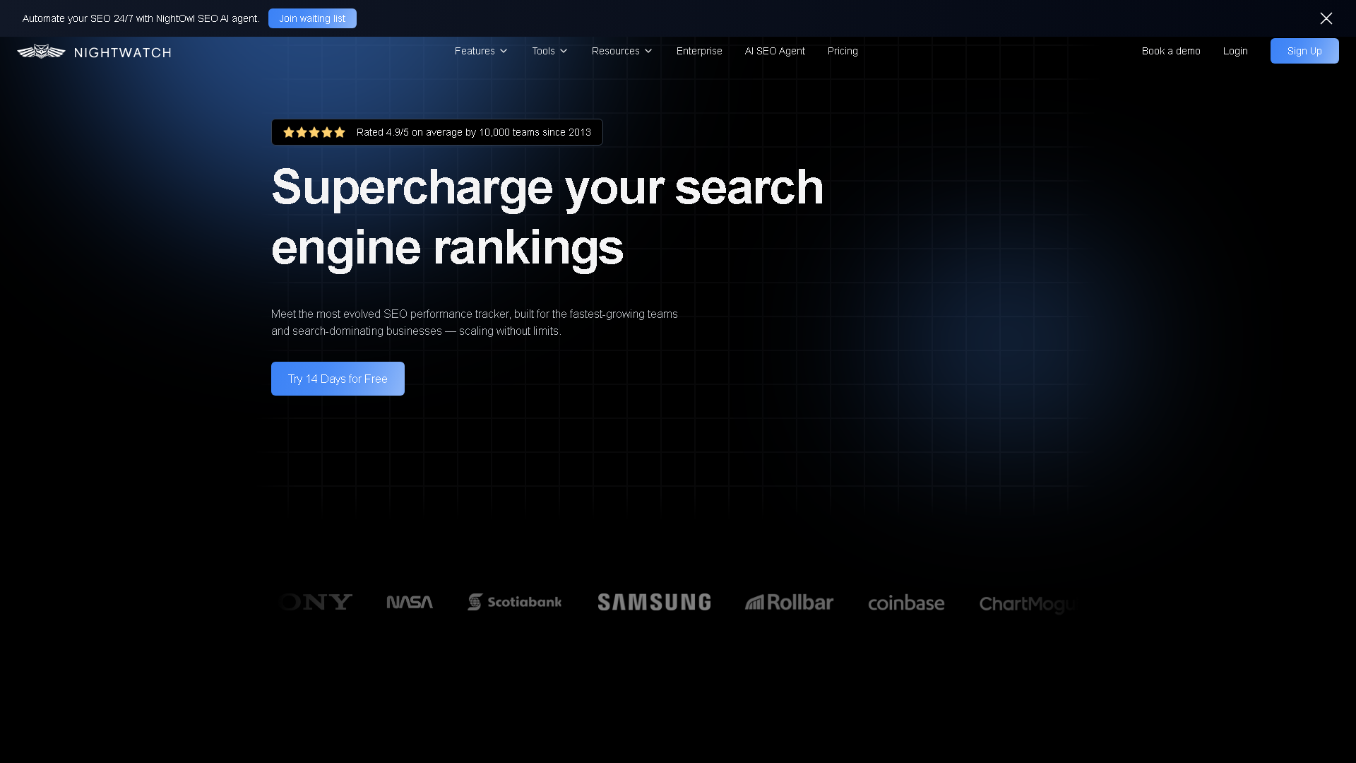 Nightwatch Interface Screenshot - Marketing & SEO Tool
