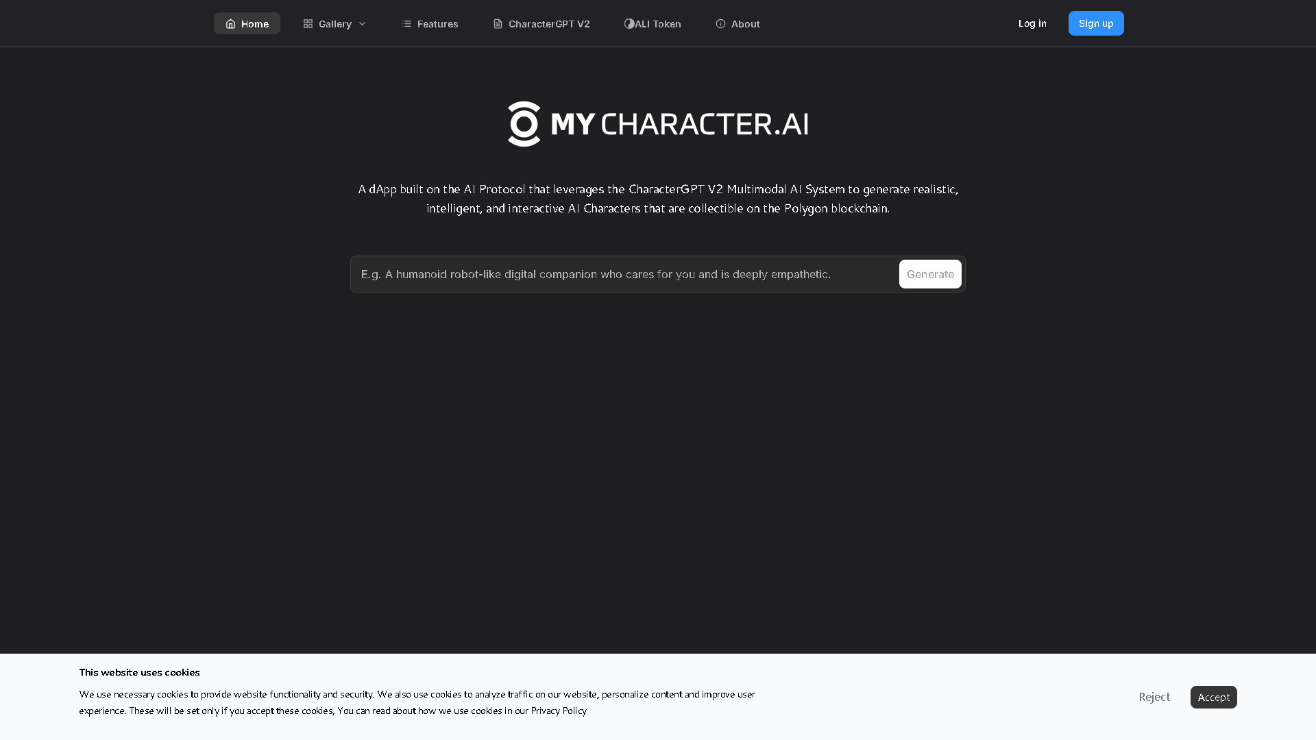 MyCharacter.AI Interface Screenshot - Business Research Tool