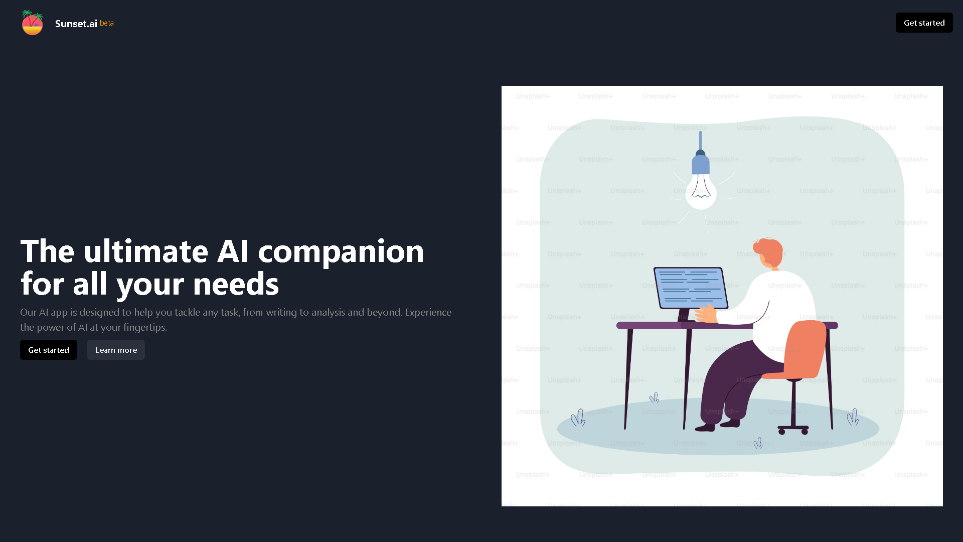 Sunset.ia Interface Screenshot - Writing & Editing Tool