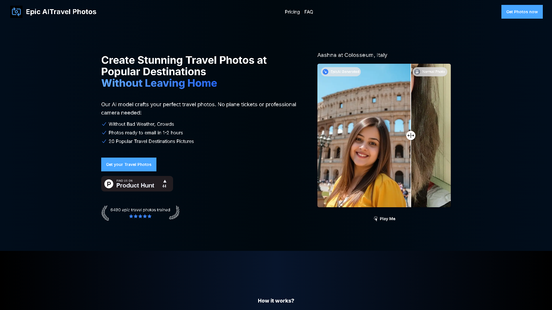 EpicAI Travel Photos Interface Screenshot - Art & Creative Design Tool