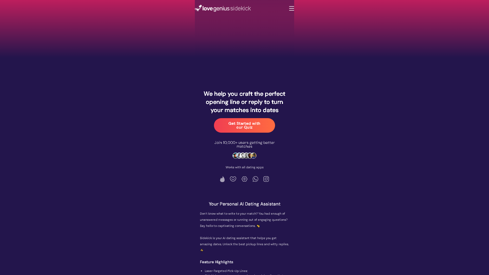 LoveGenius Sidekick Interface Screenshot - Writing & Editing Tool