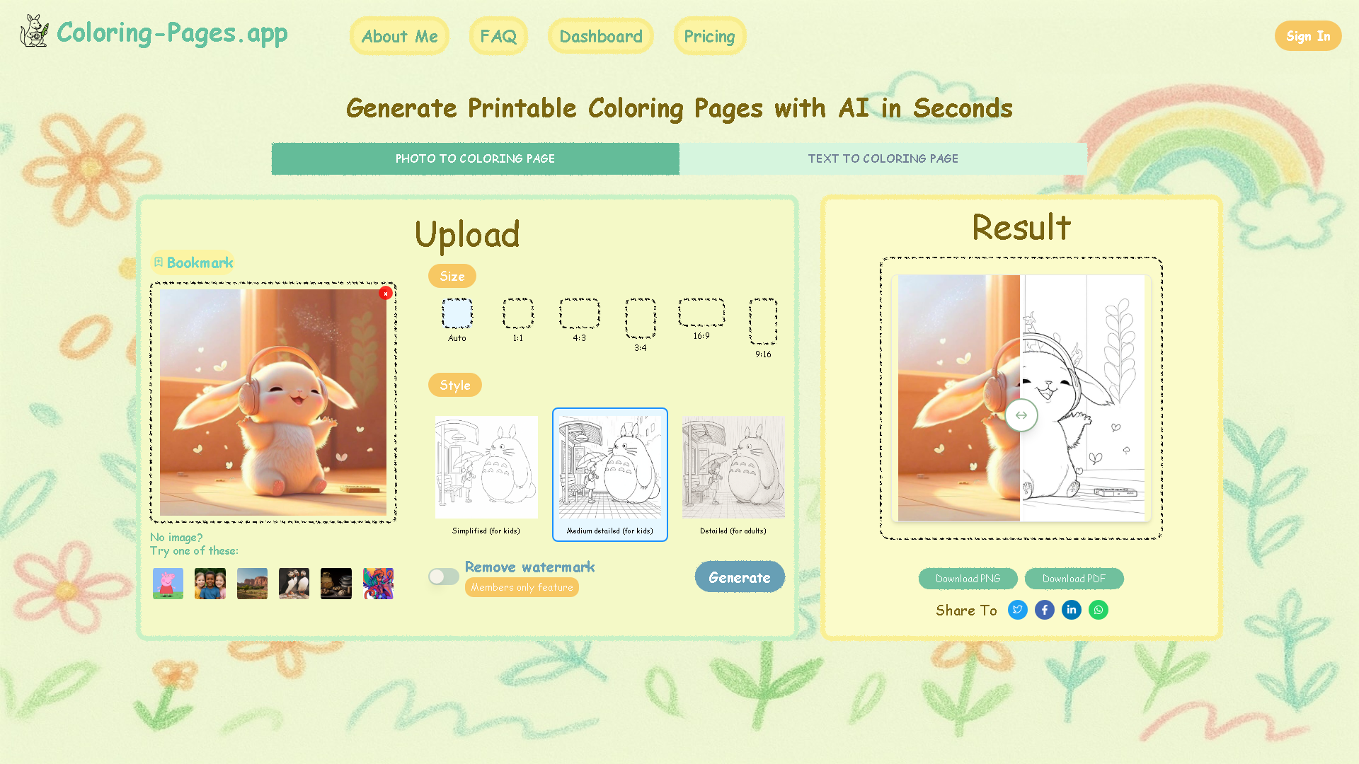Coloring-Pages.APP Interface Screenshot - Art & Creative Design Tool