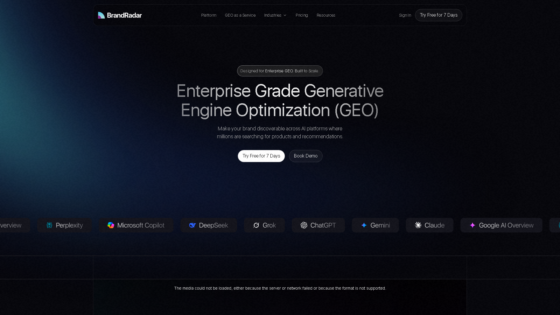 BrandRadar Interface Screenshot - Marketing & SEO Tool