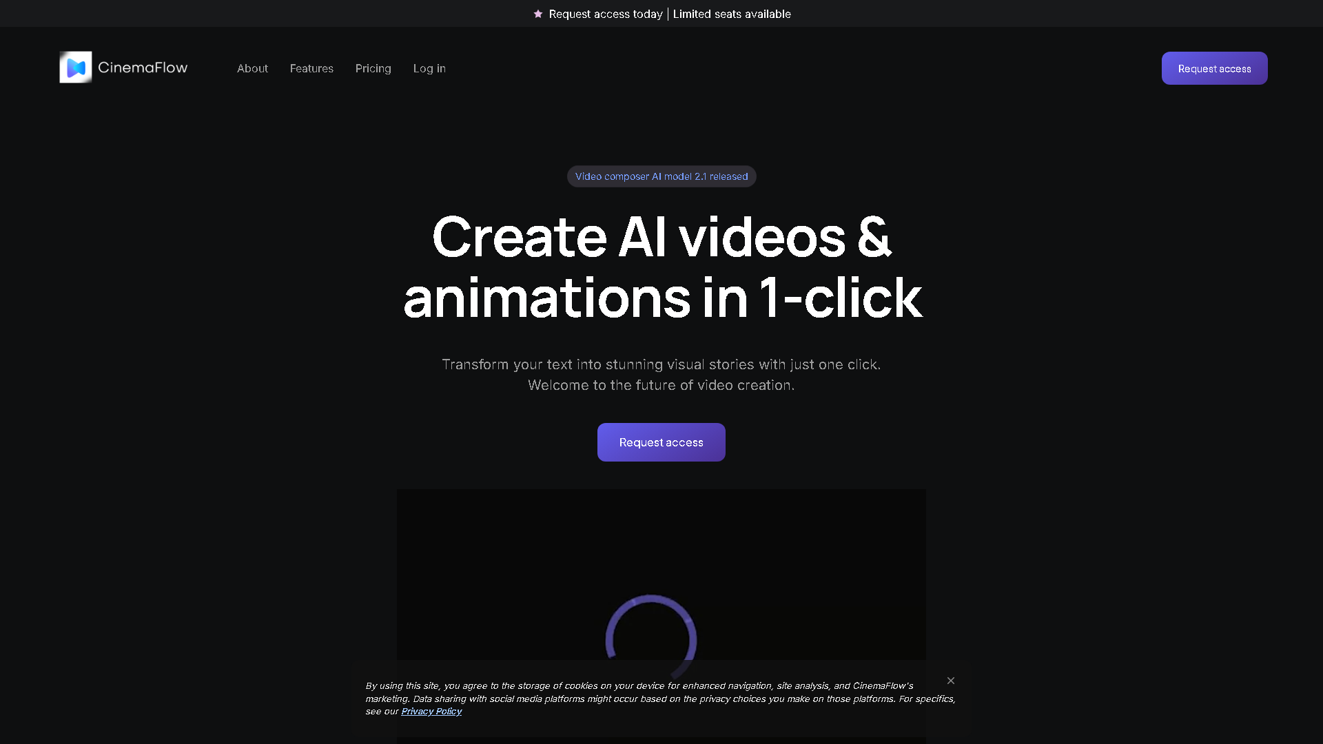 CinemaFlow AI Interface Screenshot - Video & Animation Tool