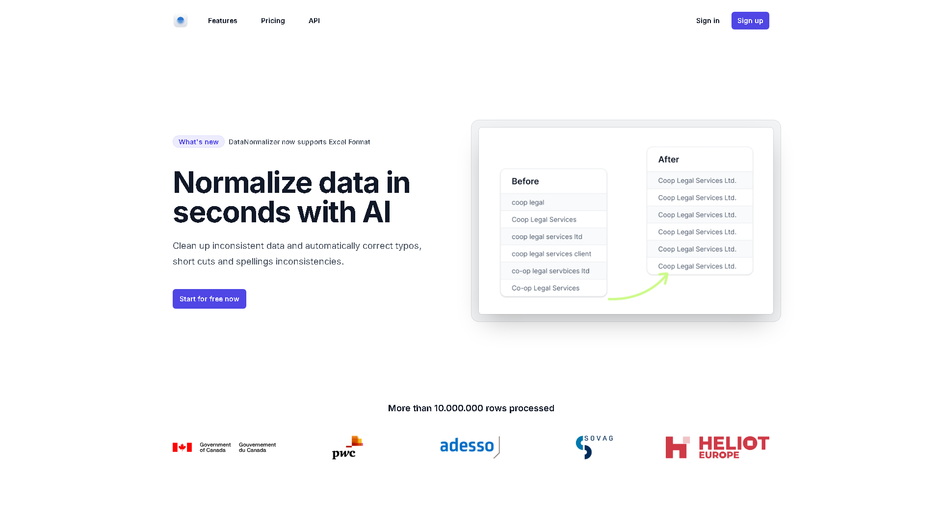 DataNormalizer Interface Screenshot - Writing & Editing Tool