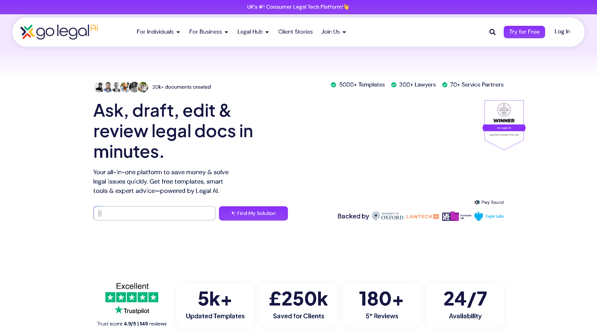 Go Legal AI Interface Screenshot - Legal & Finance Tool