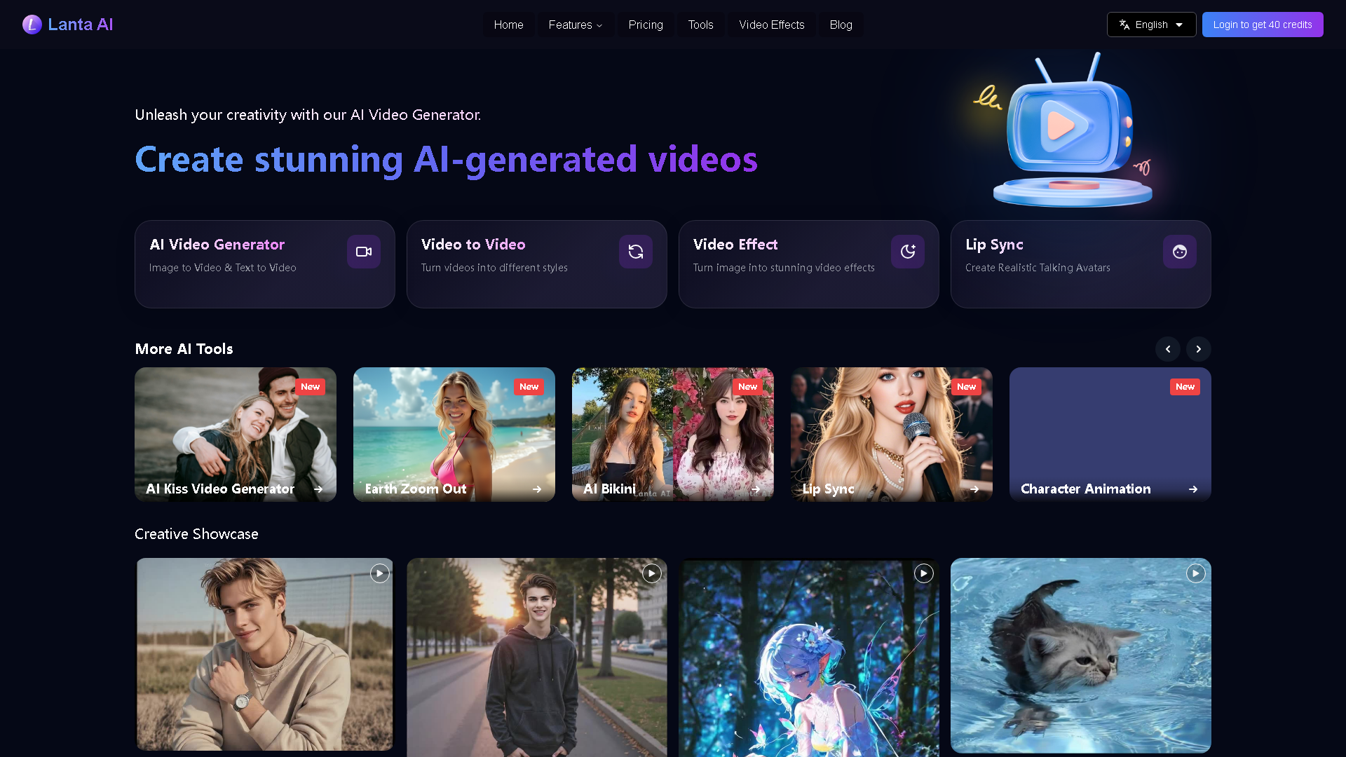 Lanta AI Interface Screenshot - Video & Animation Tool