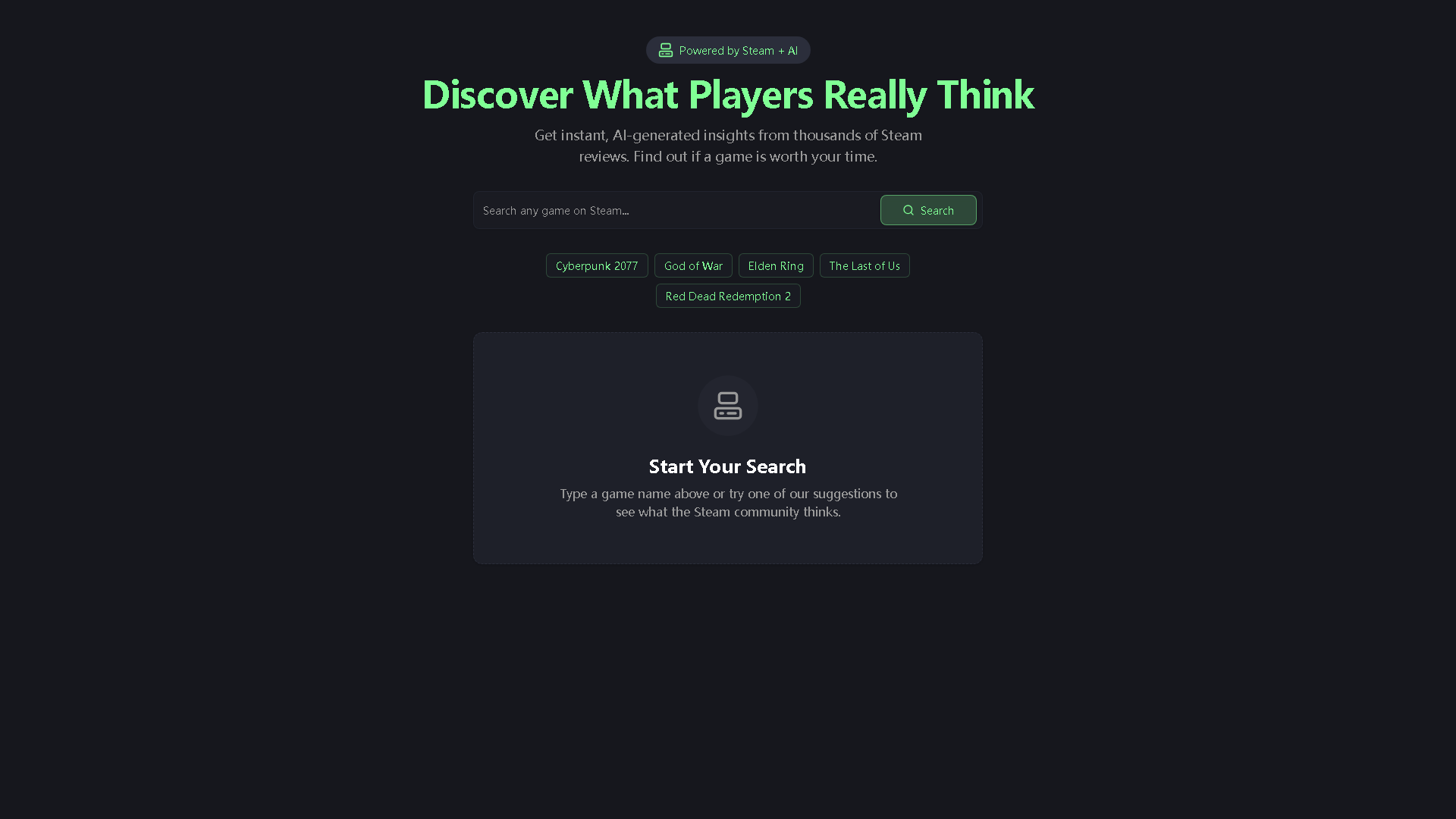 Steam Summarize Interface Screenshot - Marketing & SEO Tool
