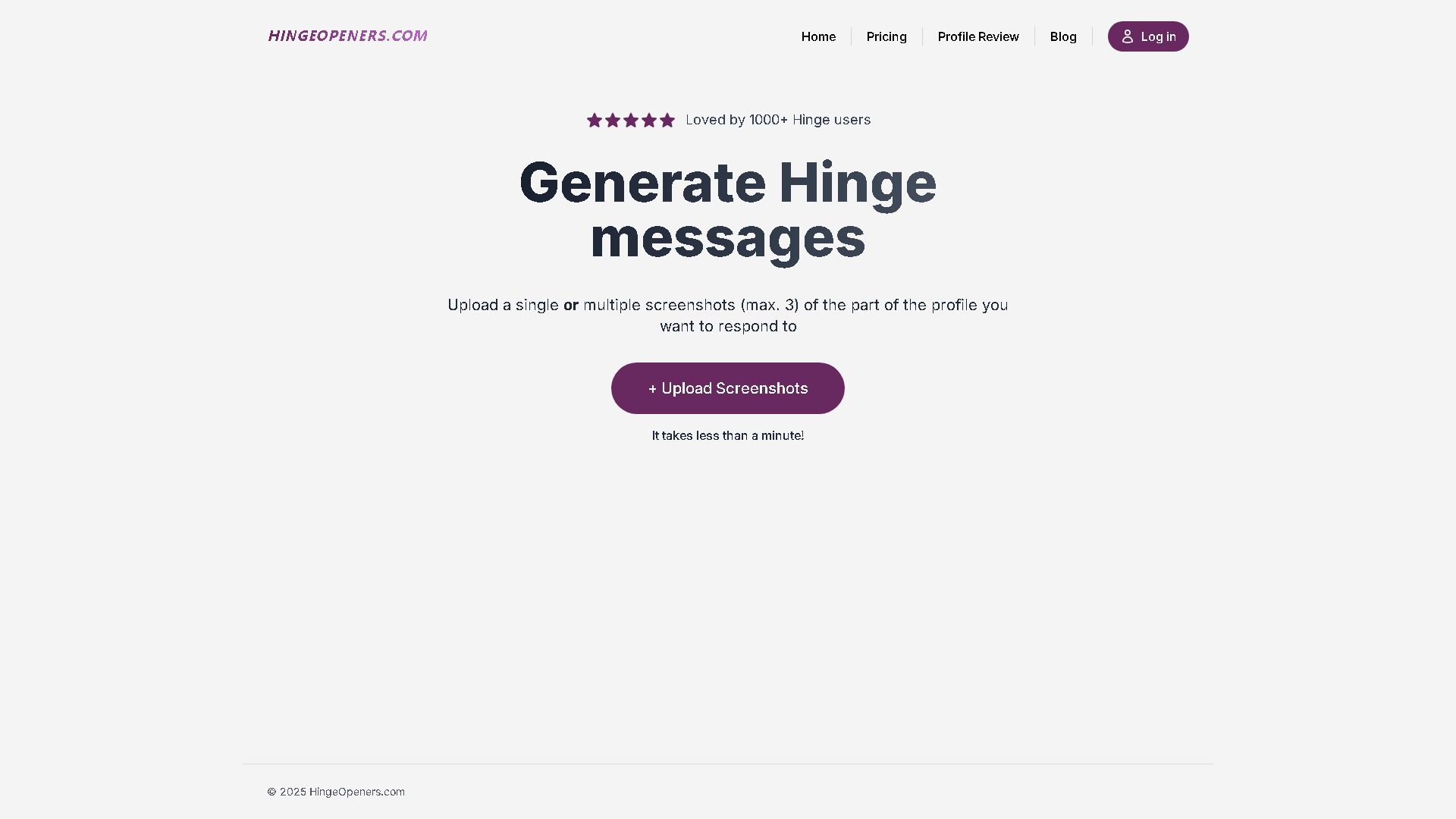 Hinge Openers Interface Screenshot - Writing & Editing Tool