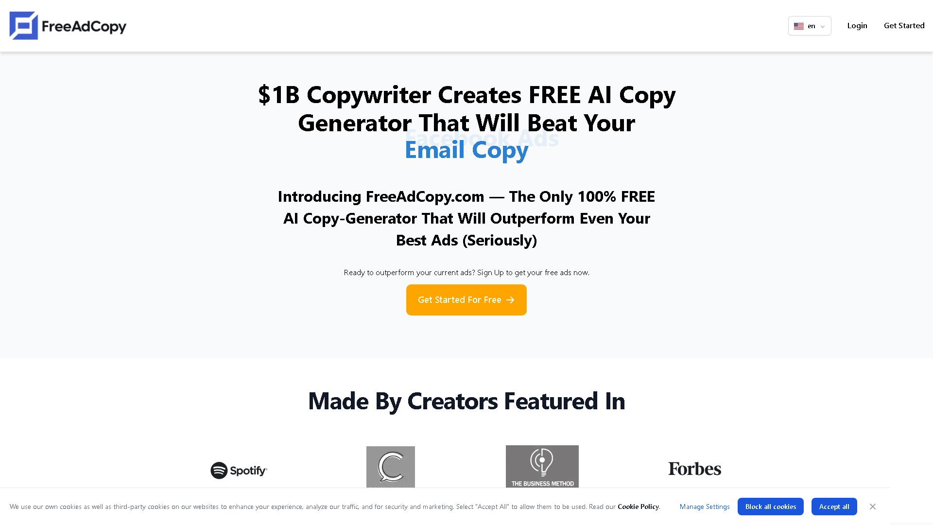 Freeadcopy Interface Screenshot - Writing & Editing Tool