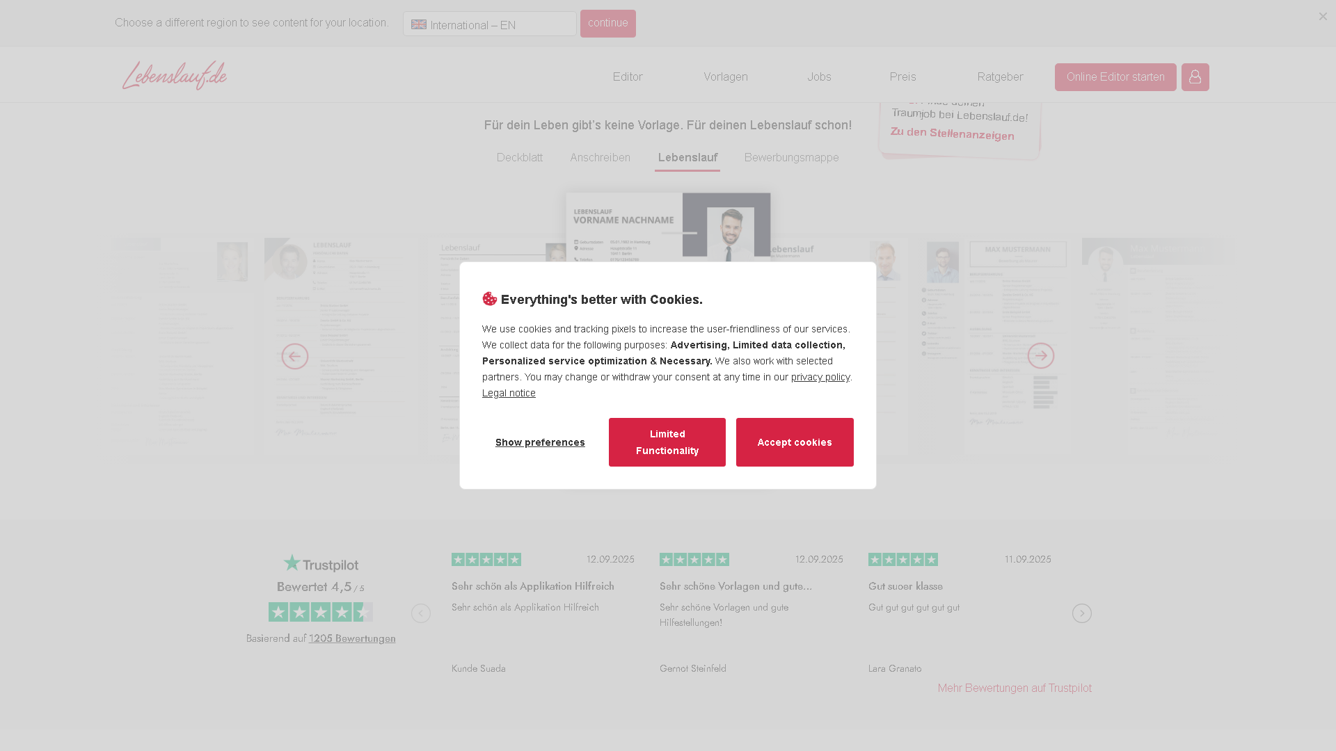 Lebenslauf.de Interface Screenshot - AI Models & Infrastructure Tool