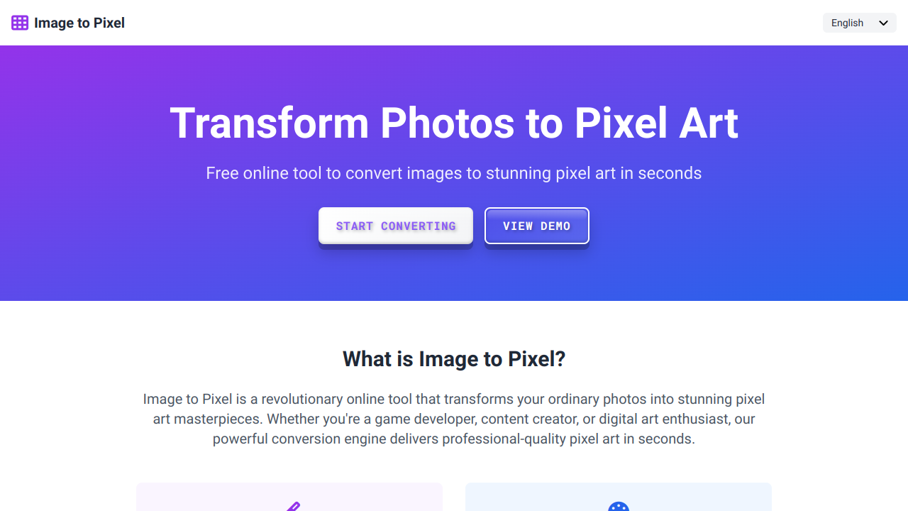 imagetopixel.live Interface Screenshot - Art & Creative Design Tool