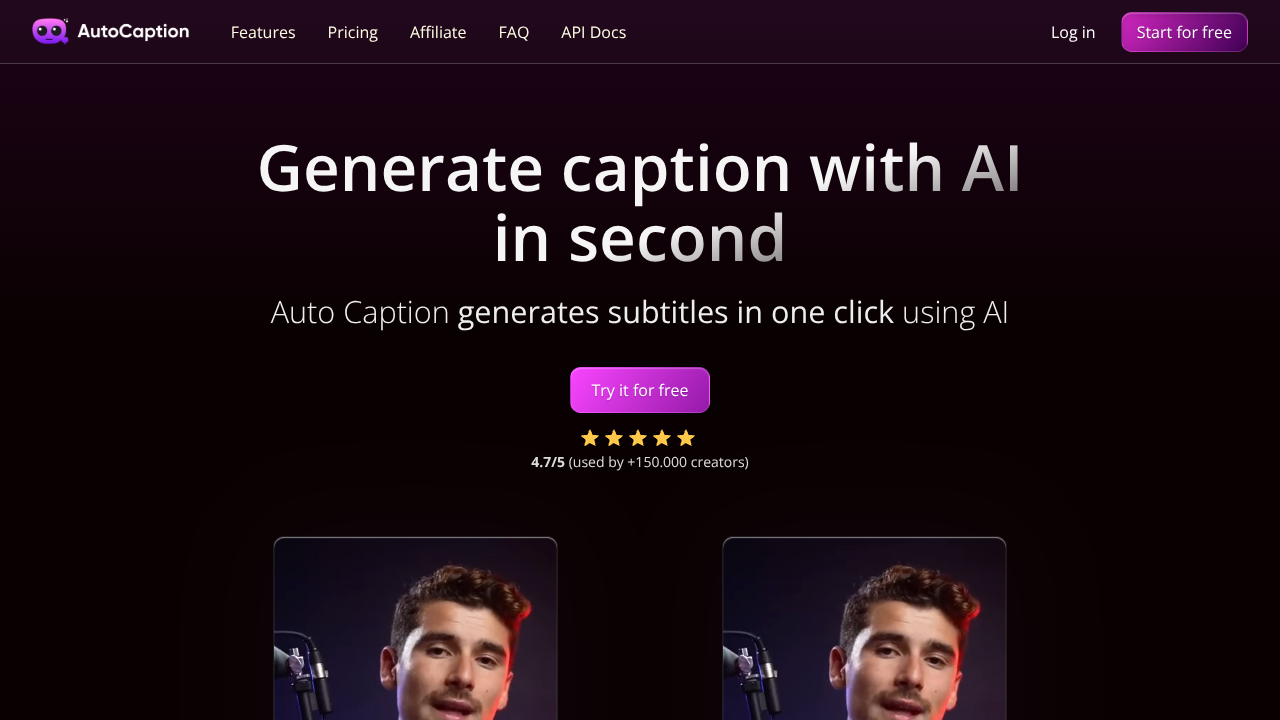 www.autocaption.io Interface Screenshot - Writing & Editing Tool