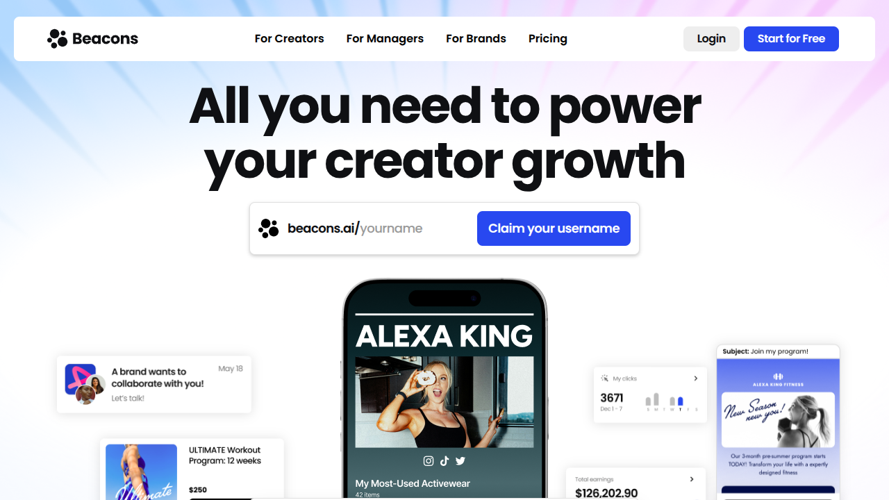 beacons.ai Interface Screenshot - Writing & Editing Tool