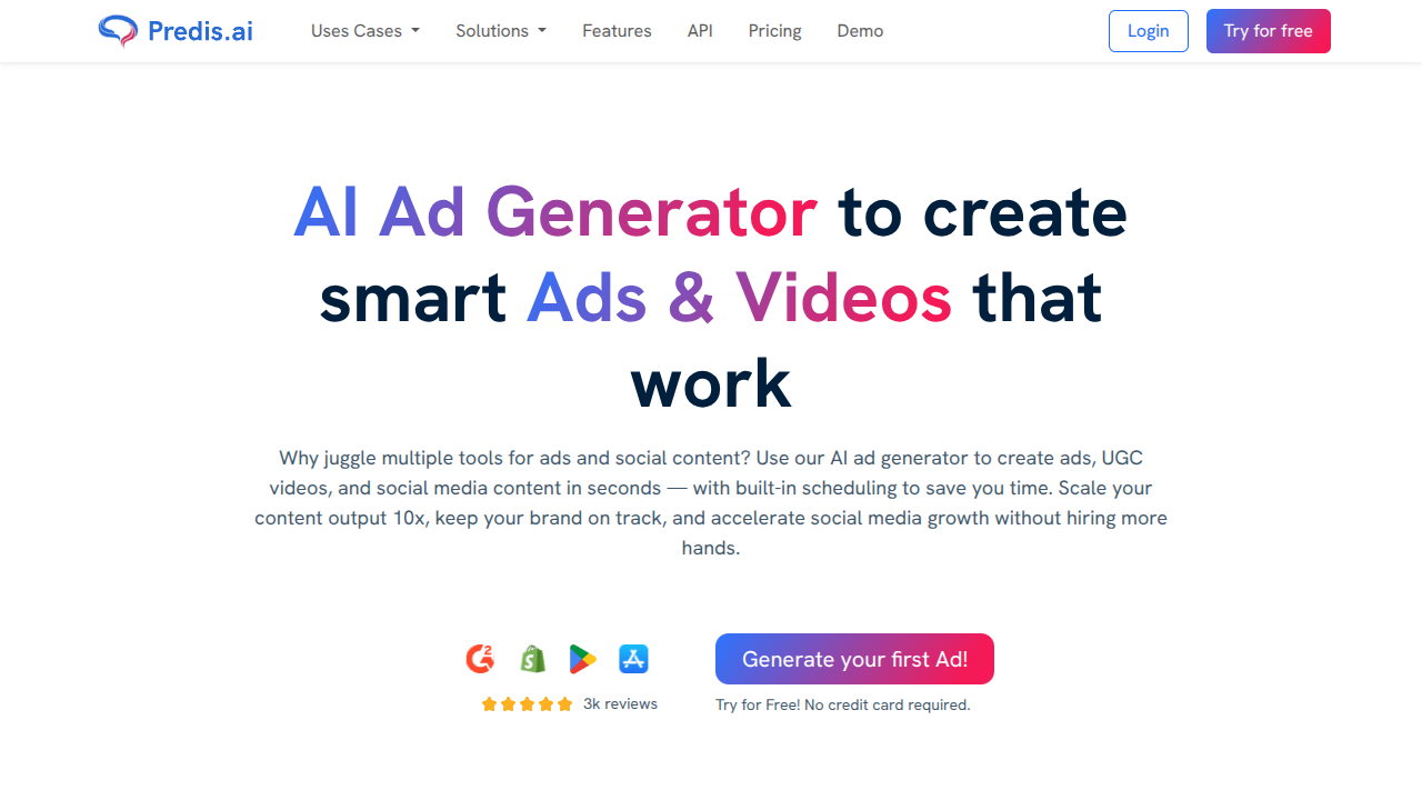 predis.ai Interface Screenshot - Writing & Editing Tool