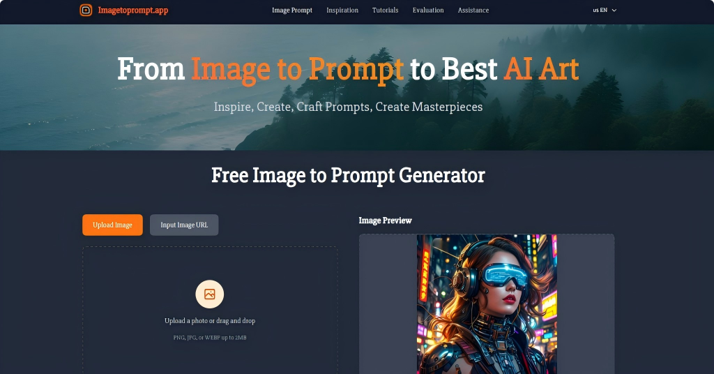 imagetoprompt.app Interface Screenshot - Image & Design Tool