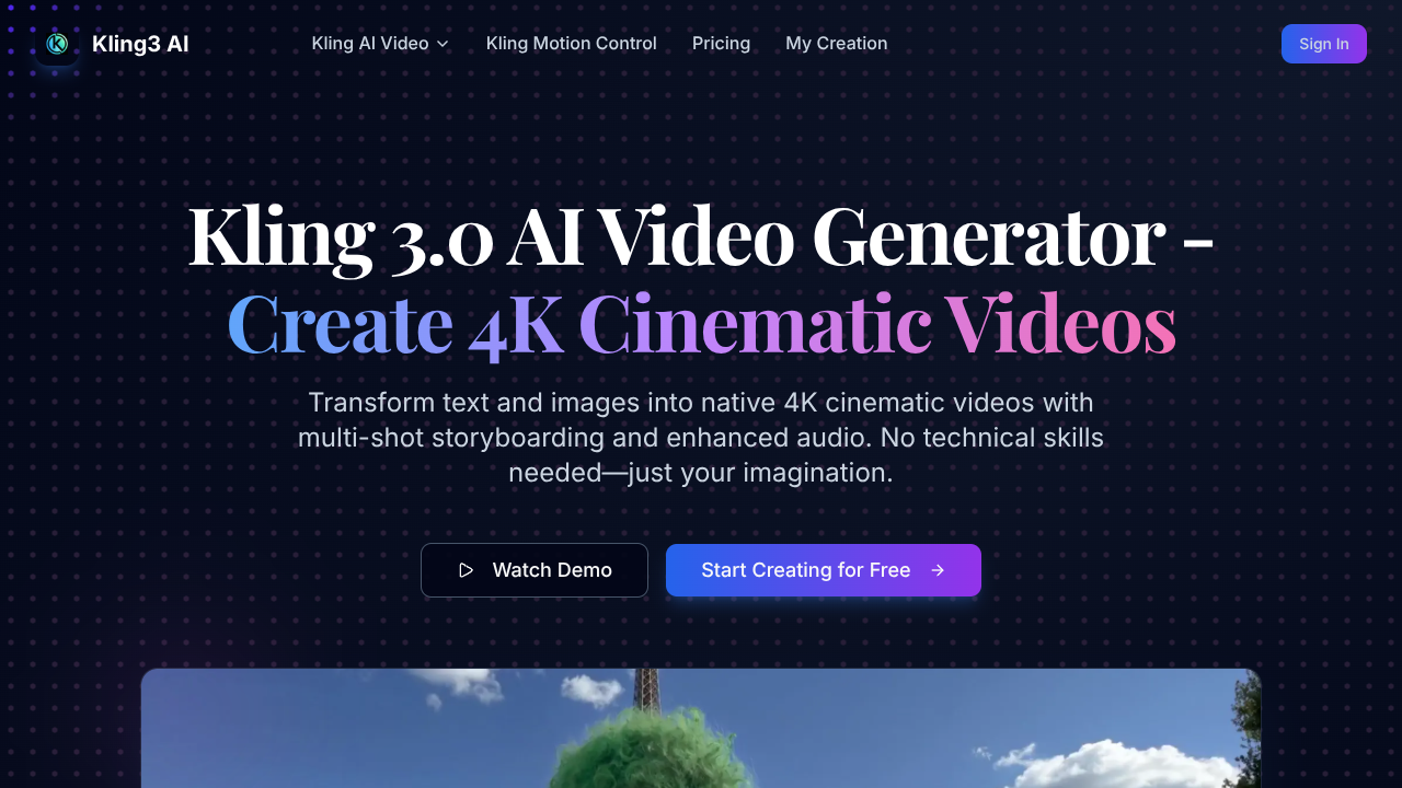 kling3ai.co Interface Screenshot - Video & Animation Tool