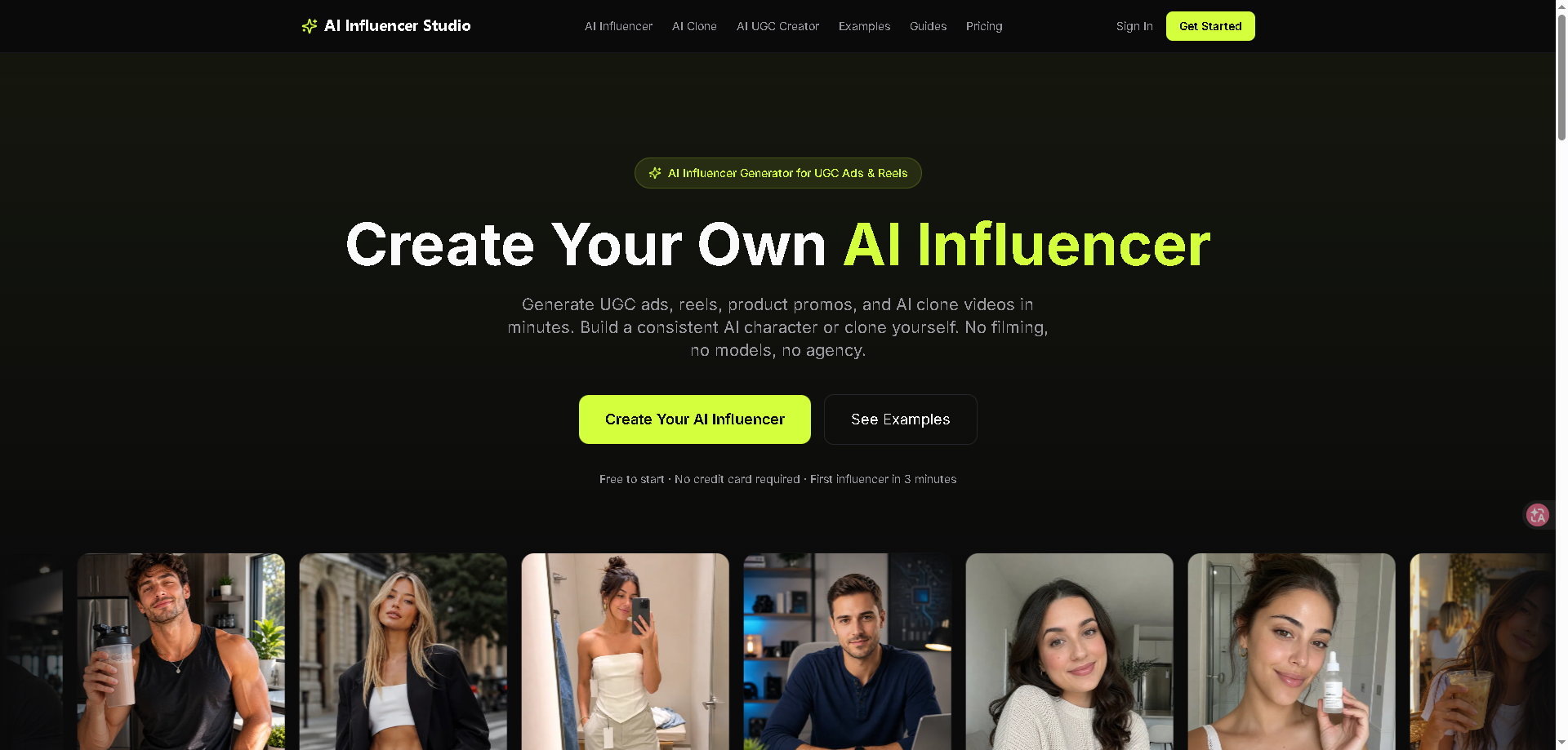 AI Influencer Studio Interface Screenshot - Video & Animation Tool