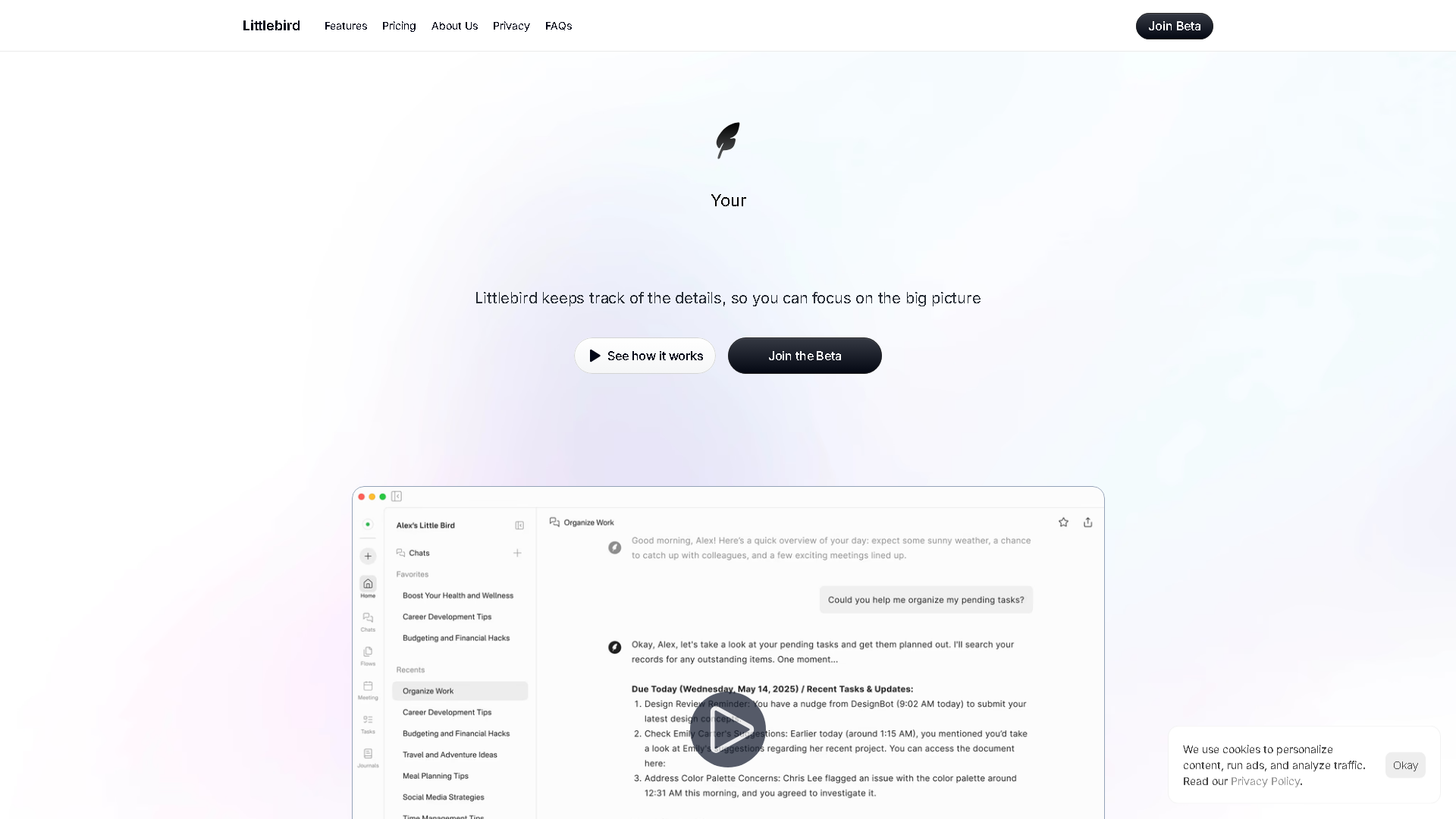 Littlebird Interface Screenshot - Office & Productivity Tool