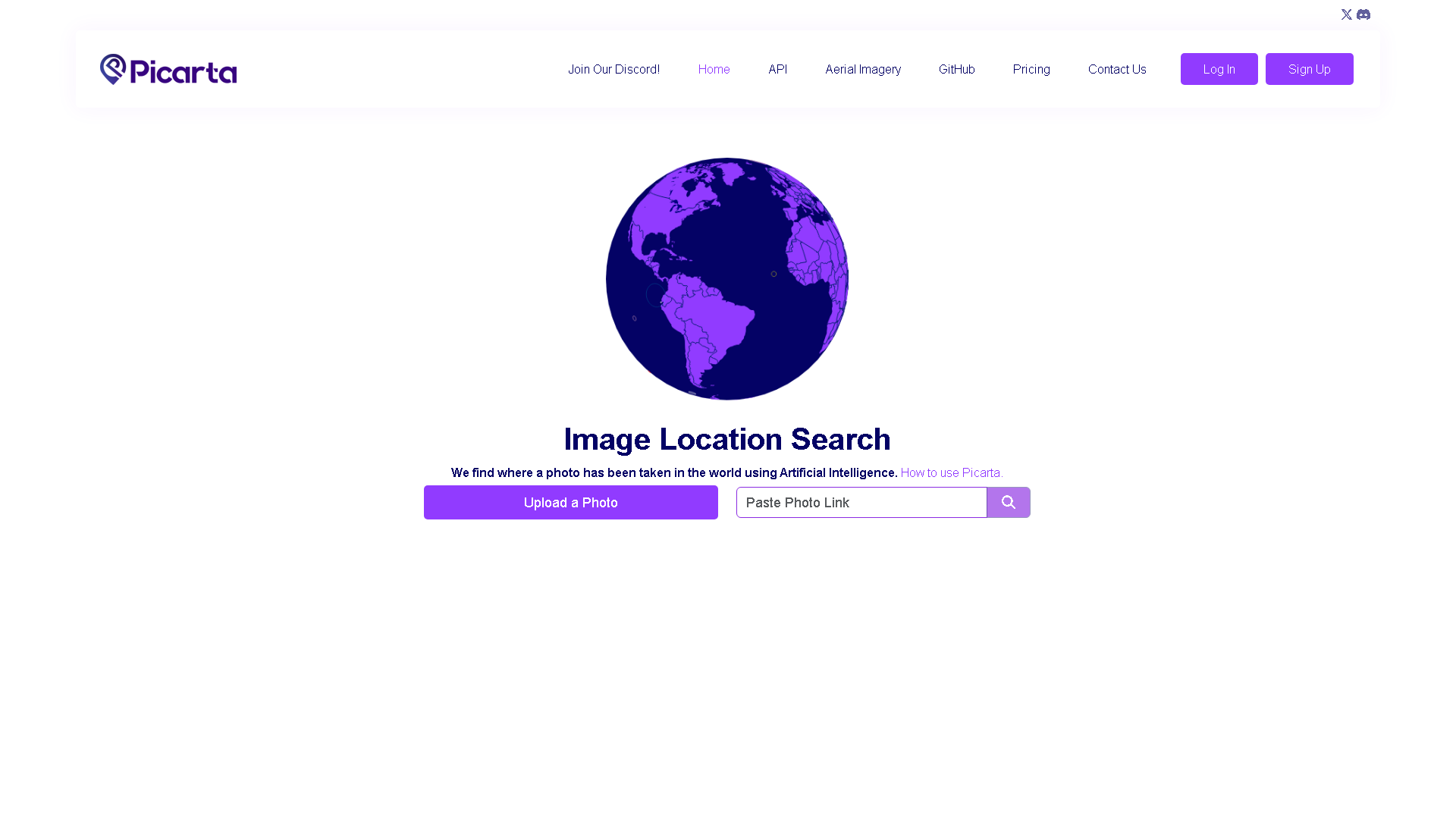 Picarta Interface Screenshot - Image Analysis Tool
