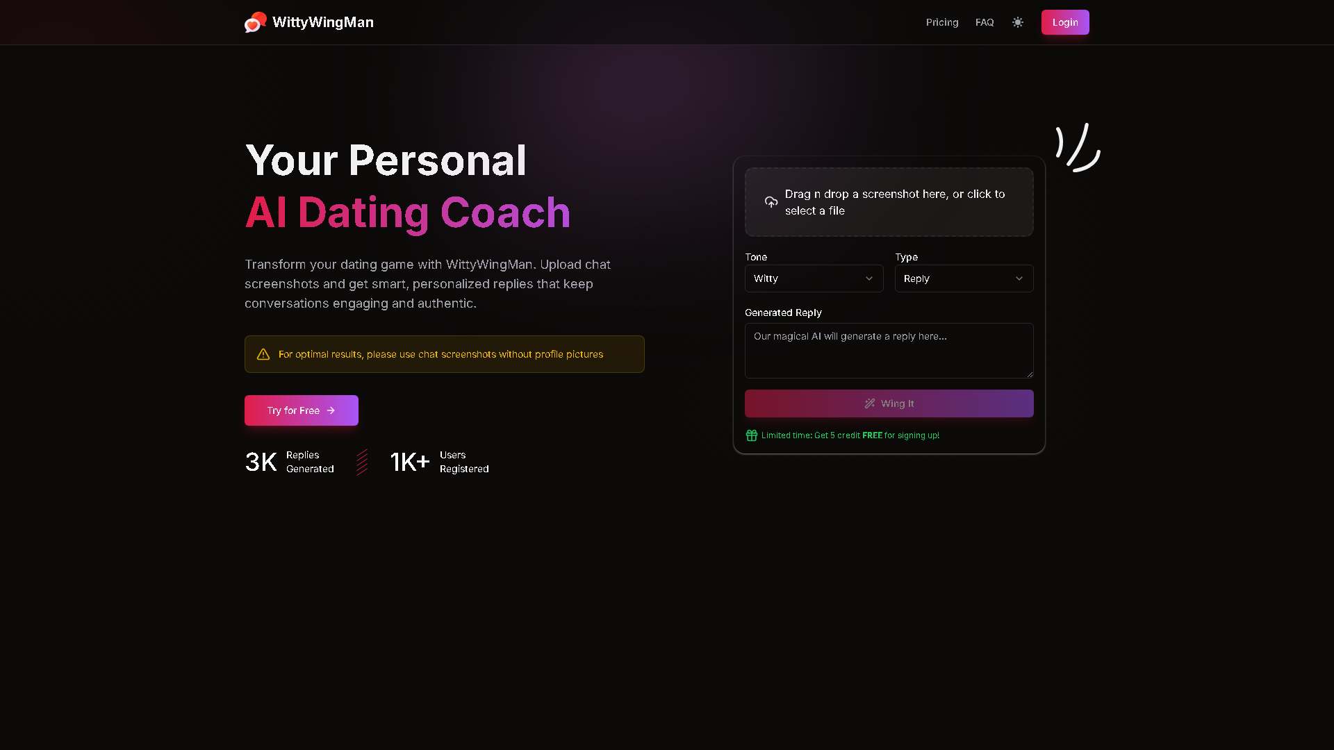WittyWingMan Interface Screenshot - Daily Life Tool