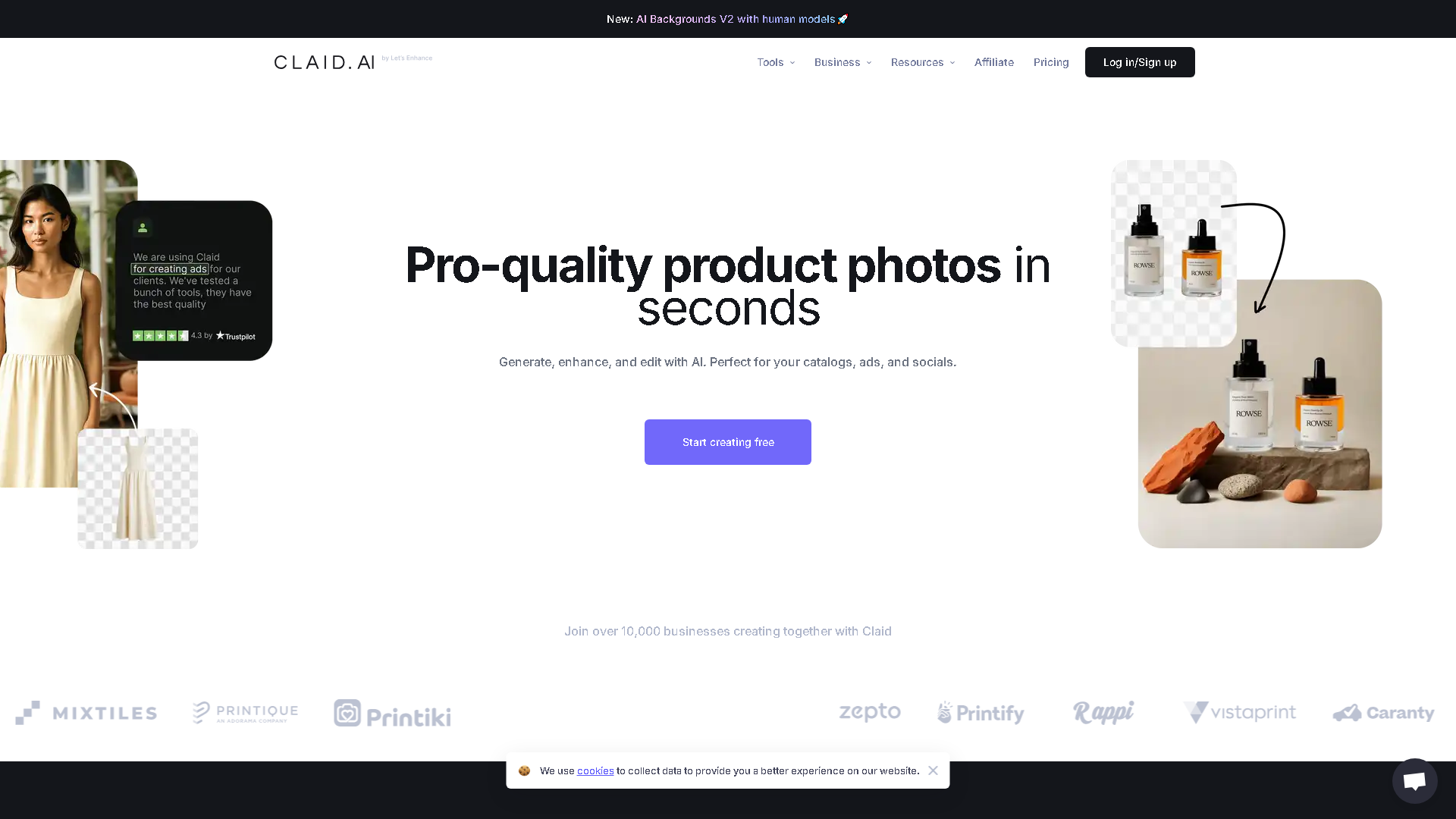 Claid.ai Interface Screenshot - Image & Design Tool