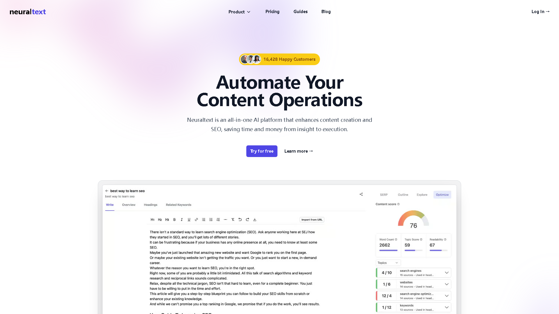NeuralText Interface Screenshot - Writing & Editing Tool