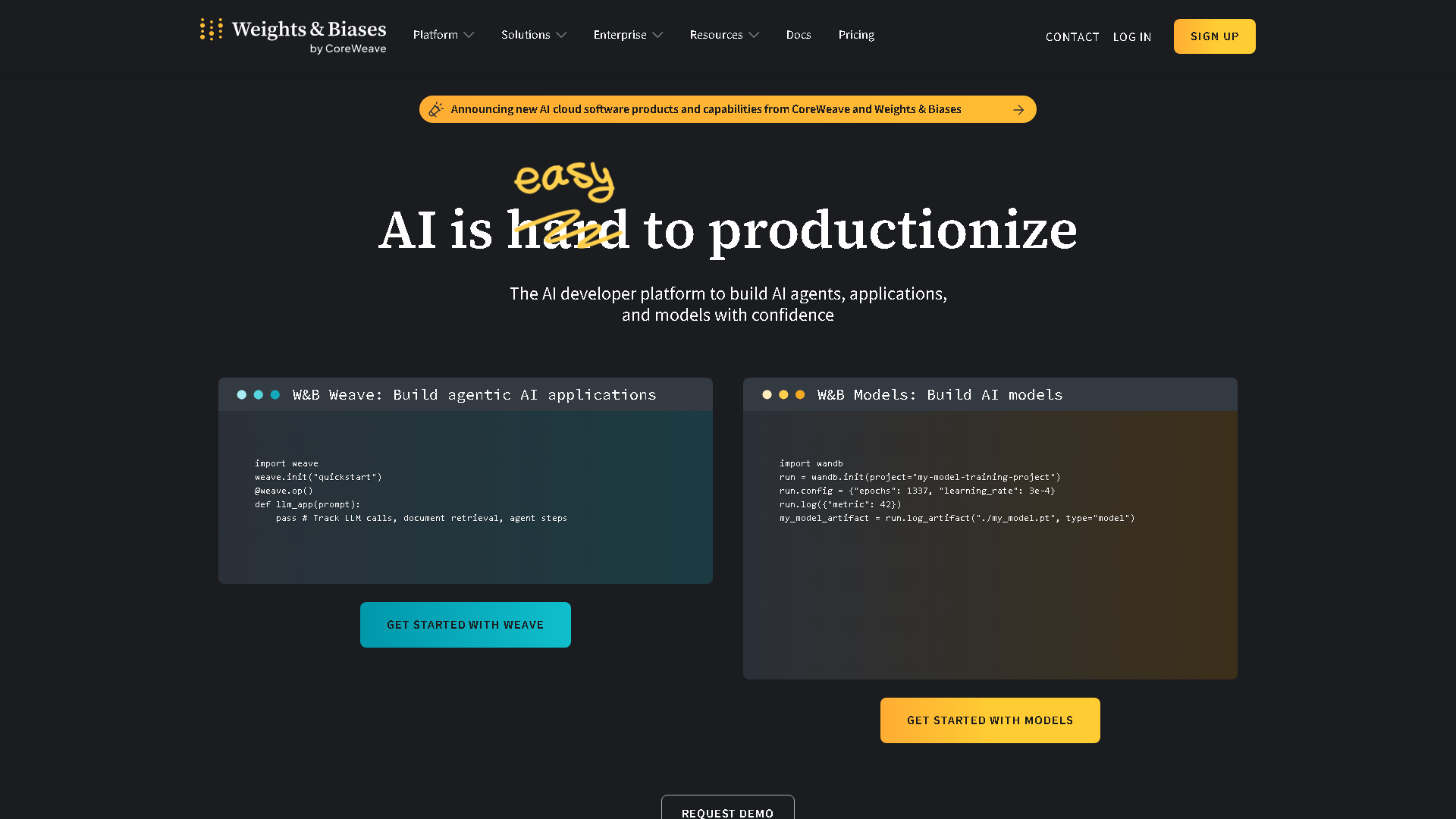 Weights & Biases Interface Screenshot - Coding & Development Tool