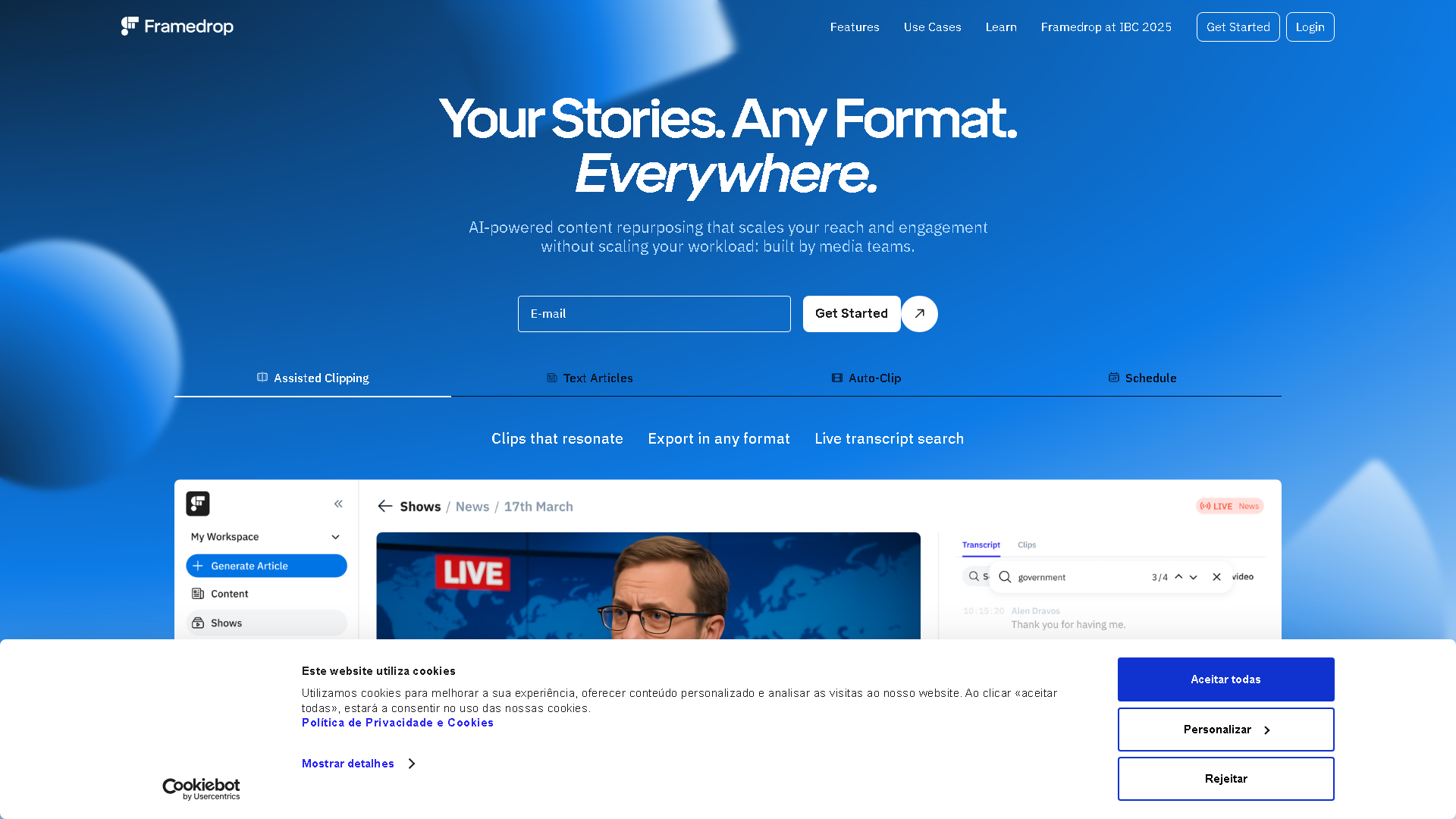 Framedrop Interface Screenshot - Writing & Editing Tool