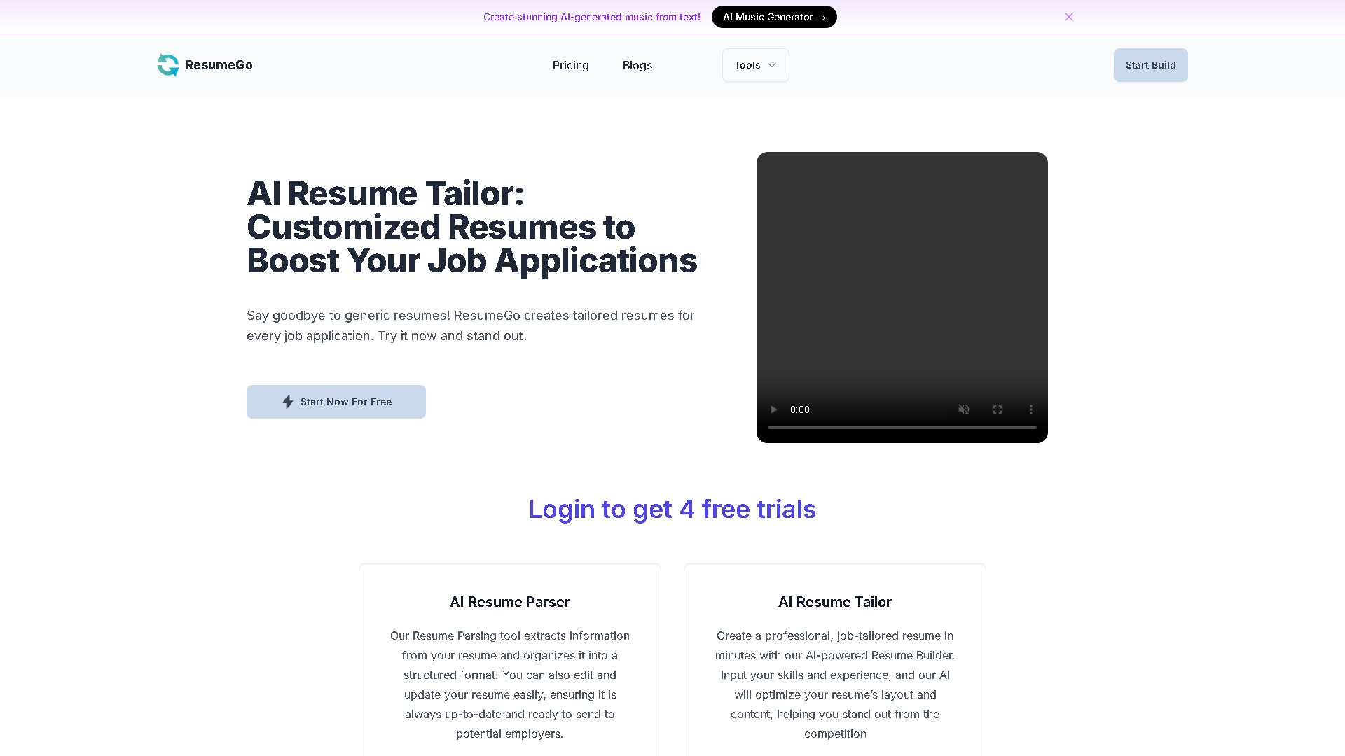ResumeGo Interface Screenshot - Writing & Editing Tool