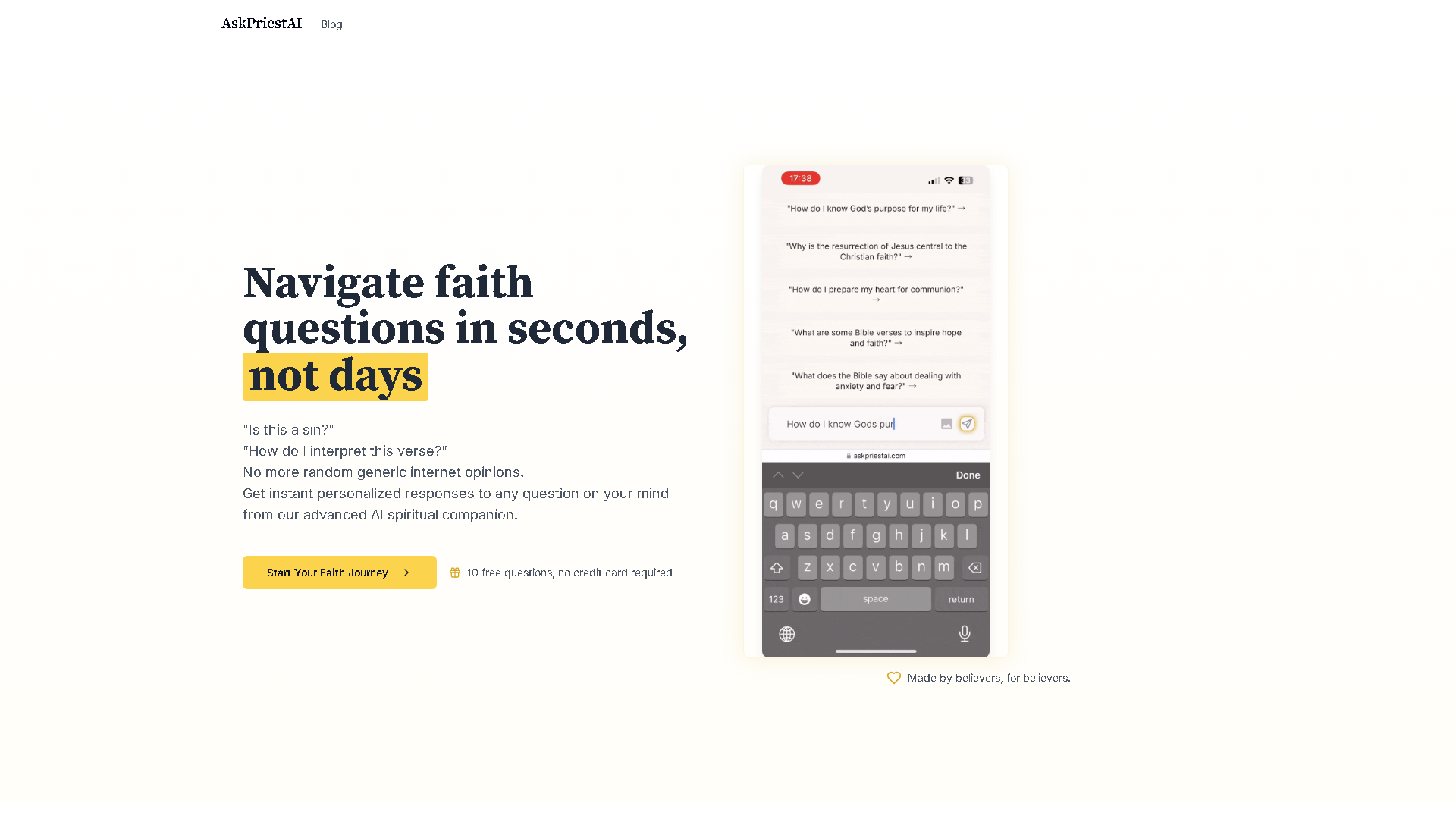 AskPriestAI Interface Screenshot - Daily Life Tool