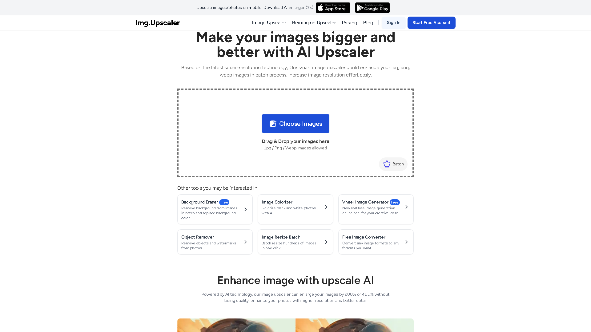 ImgUpscaler Interface Screenshot - Image Generation & Editing Tool