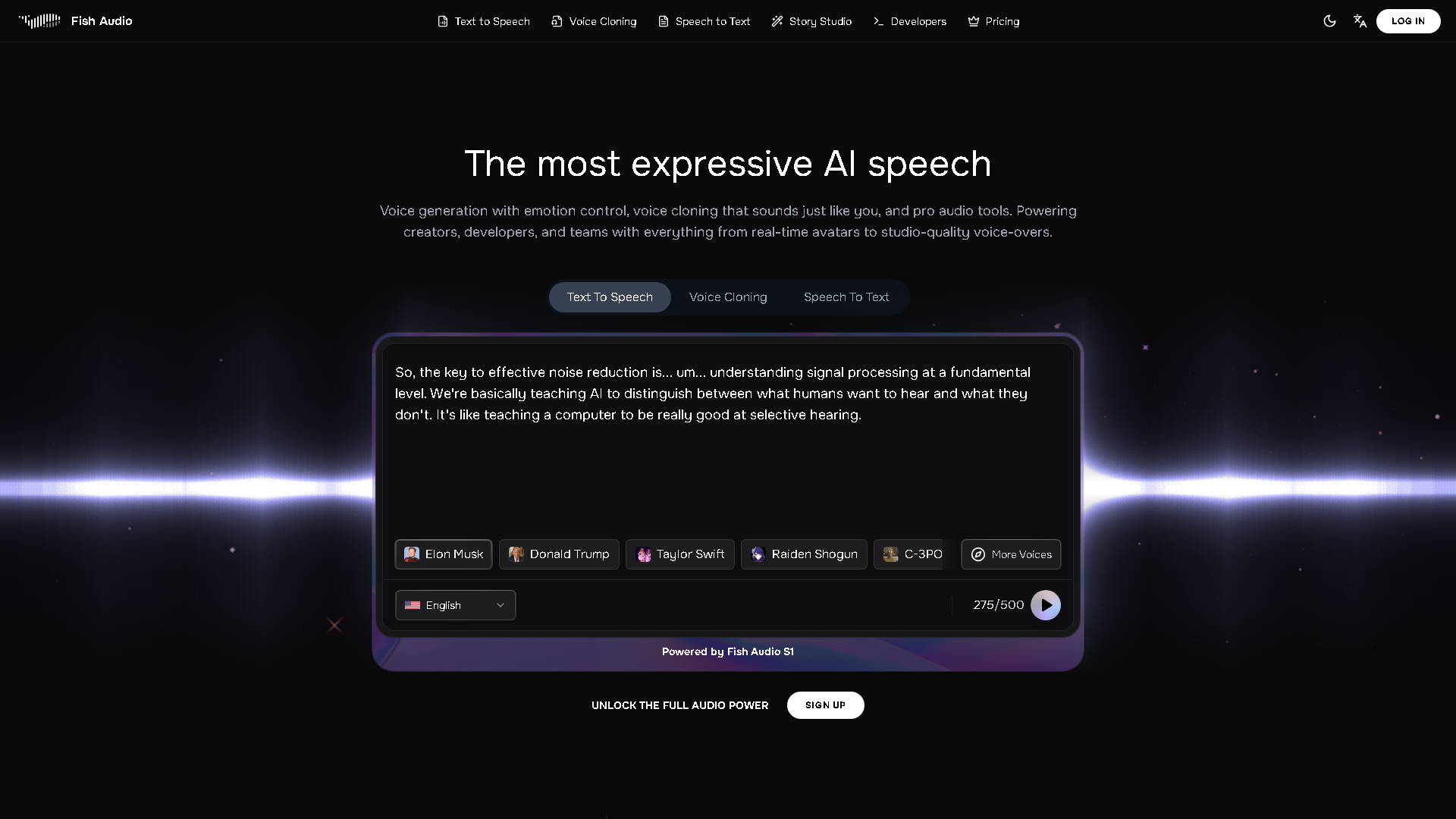 Fish Audio Interface Screenshot - Voice Generation & Conversion Tool