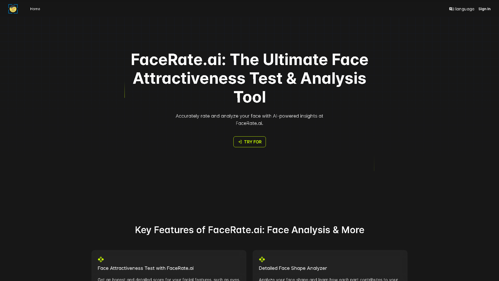 FaceRate.ai Interface Screenshot - Image Analysis Tool