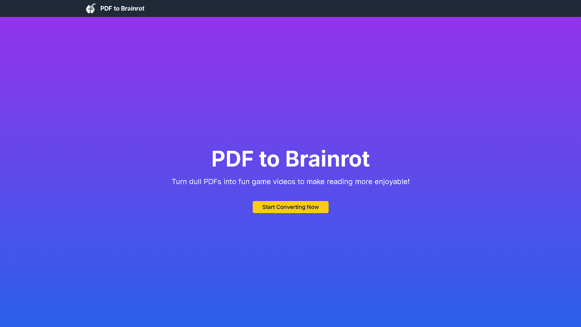 PDF to Brainrot Interface Screenshot - Video & Animation Tool