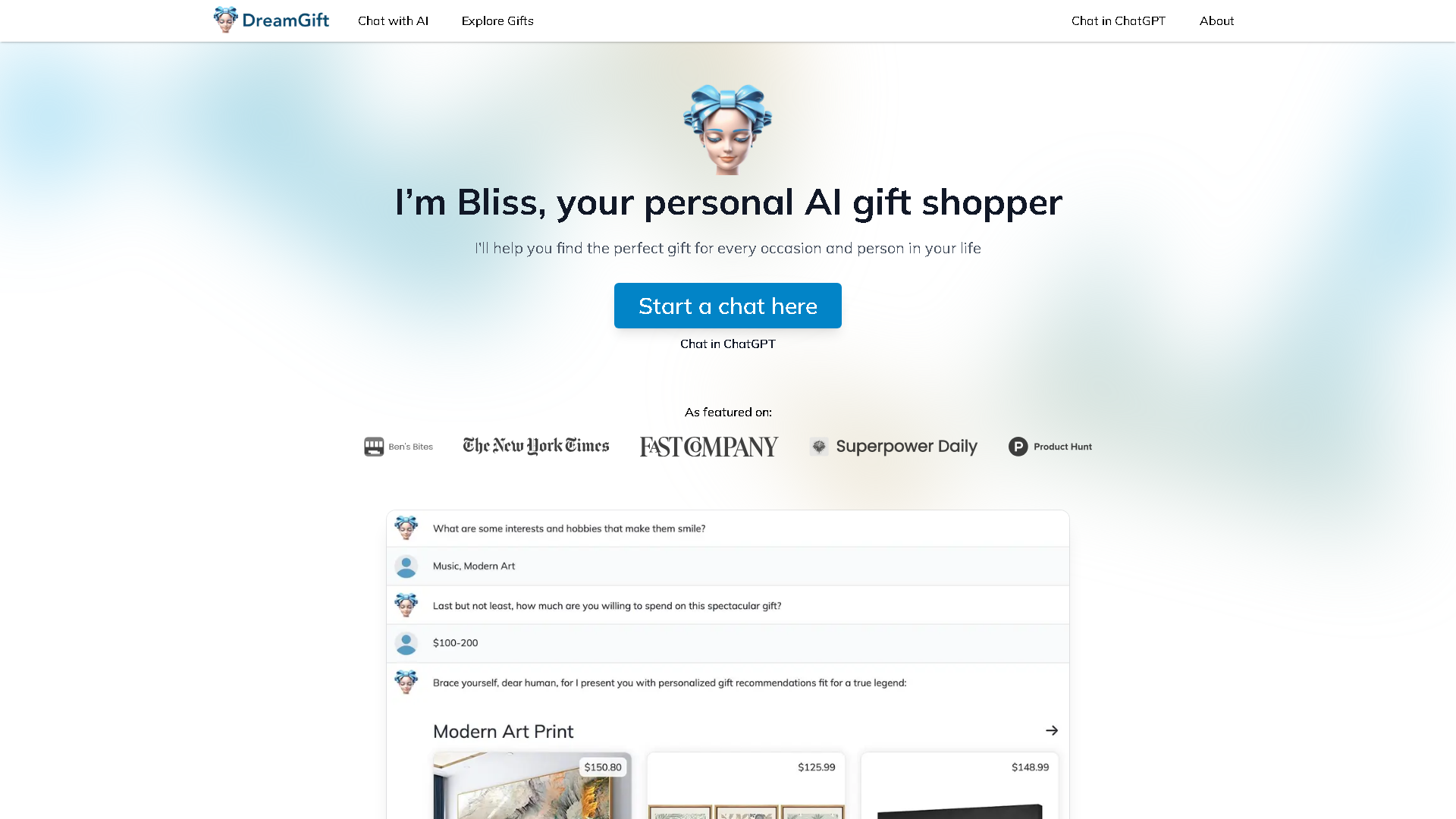 DreamGift Interface Screenshot - Daily Life Tool