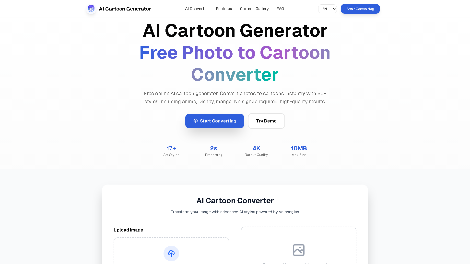 AICartoonGenerator Interface Screenshot - Art & Creative Design Tool