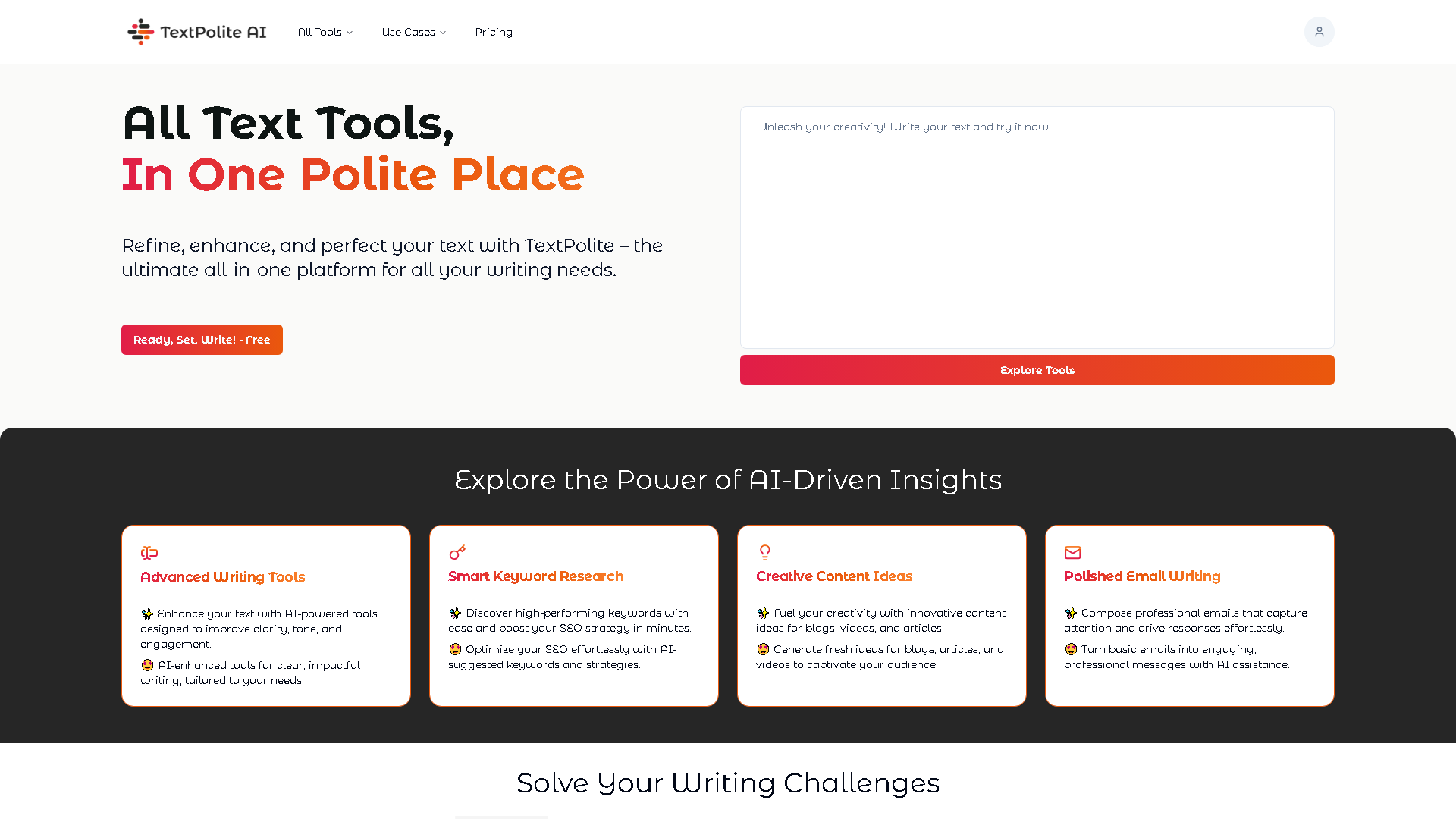 TextPolite AI Interface Screenshot - Writing & Editing Tool