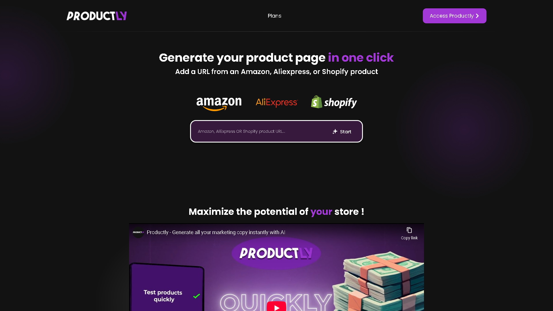 Productly Interface Screenshot - Writing & Editing Tool