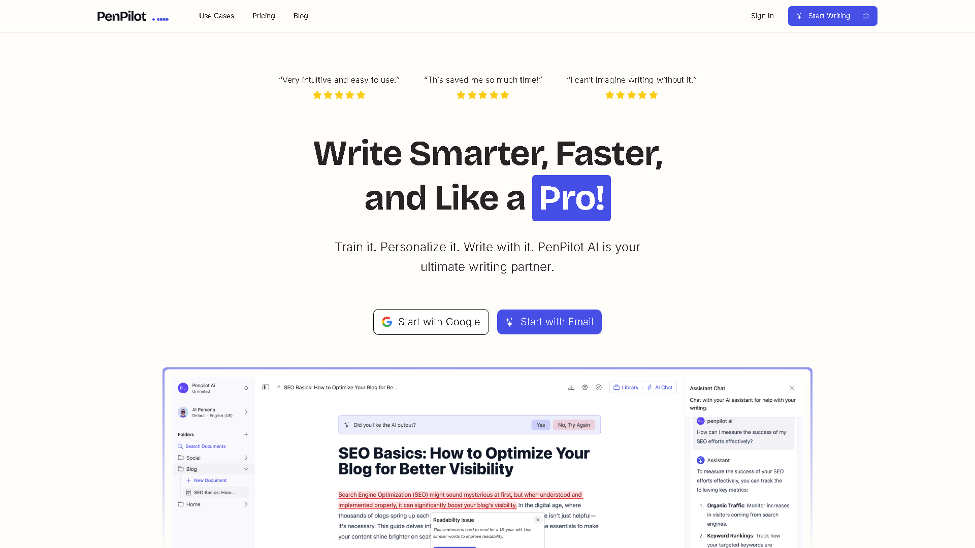 PenPilot AI Interface Screenshot - Writing & Editing Tool