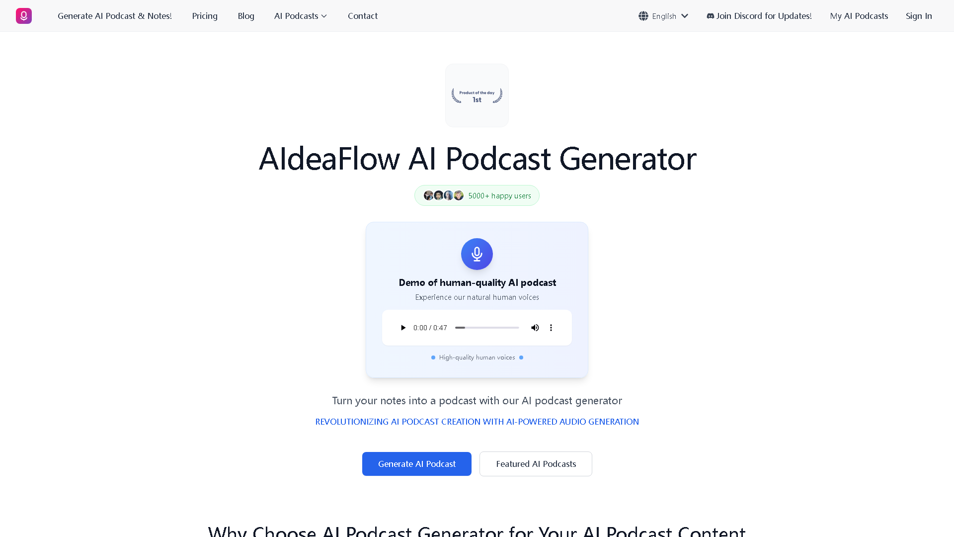 AIdeaFlow Podcast Interface Screenshot - Writing & Editing Tool