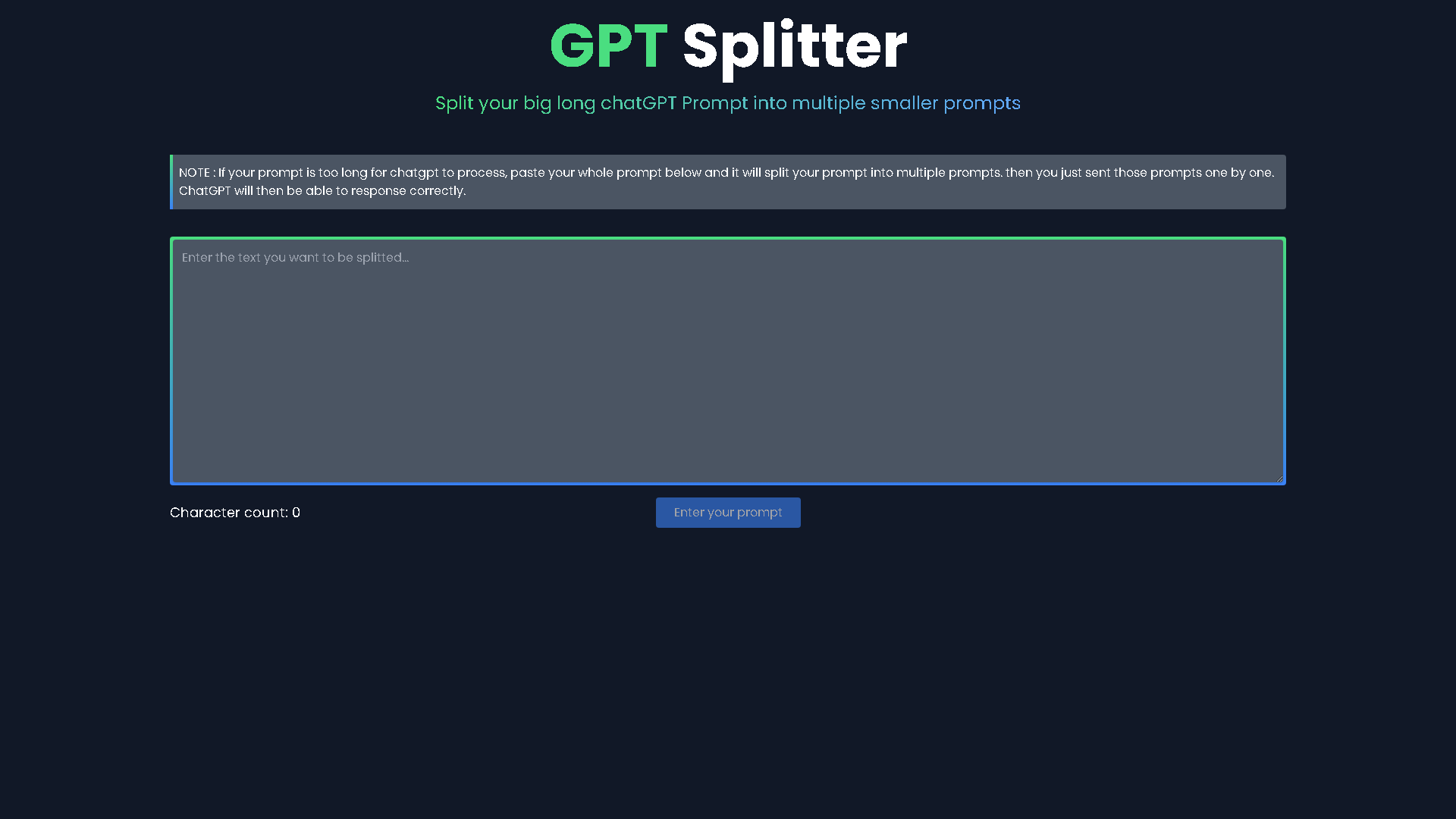 GPT Splitter Interface Screenshot - Music & Audio Tool