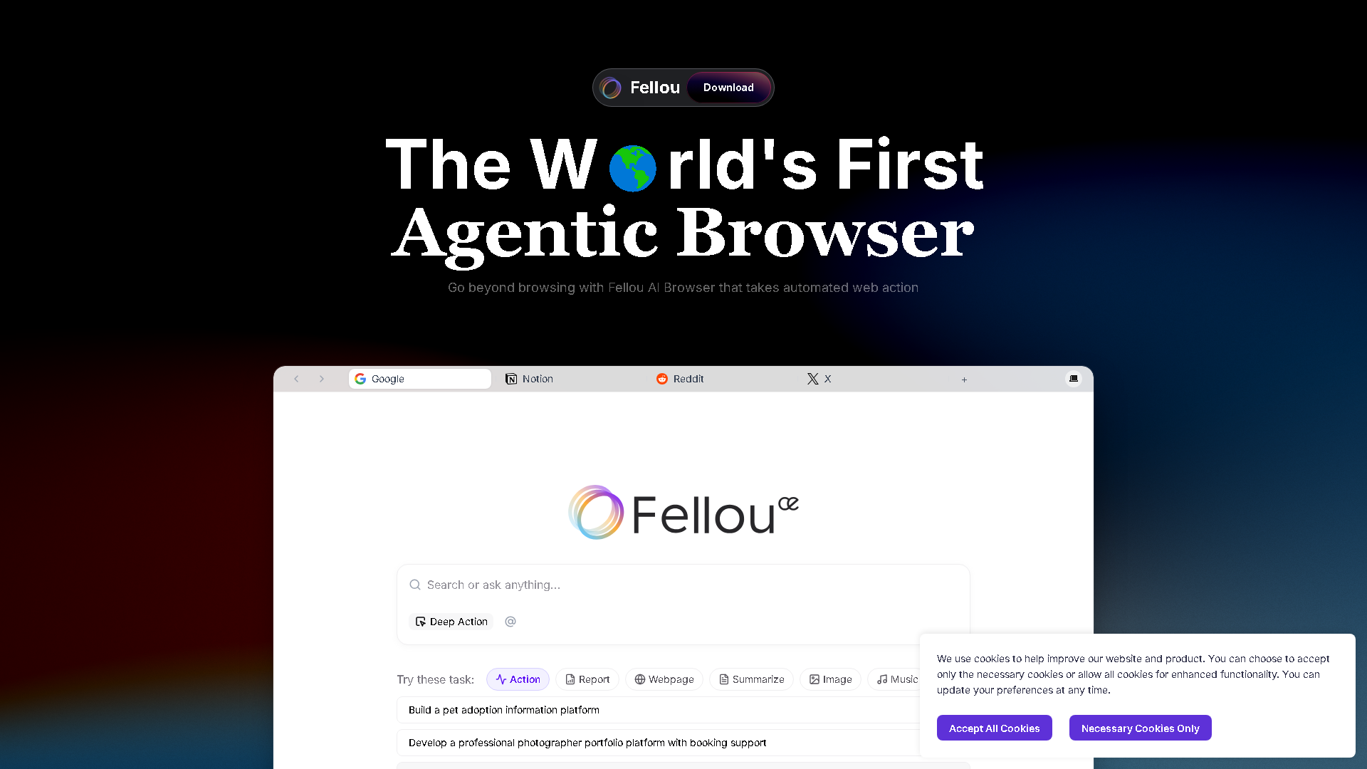 Fellou Interface Screenshot - Coding & Development Tool